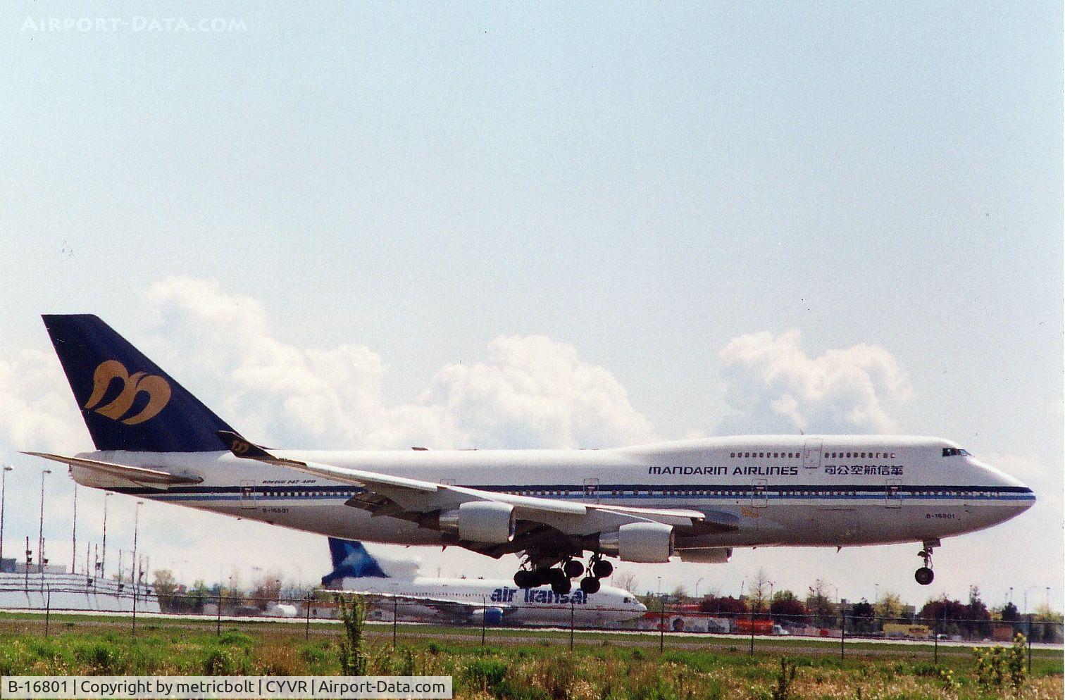 B-16801, 1995 Boeing 747-406 C/N 27965, Arrving in Vancouver from Taipei,late 1990s.