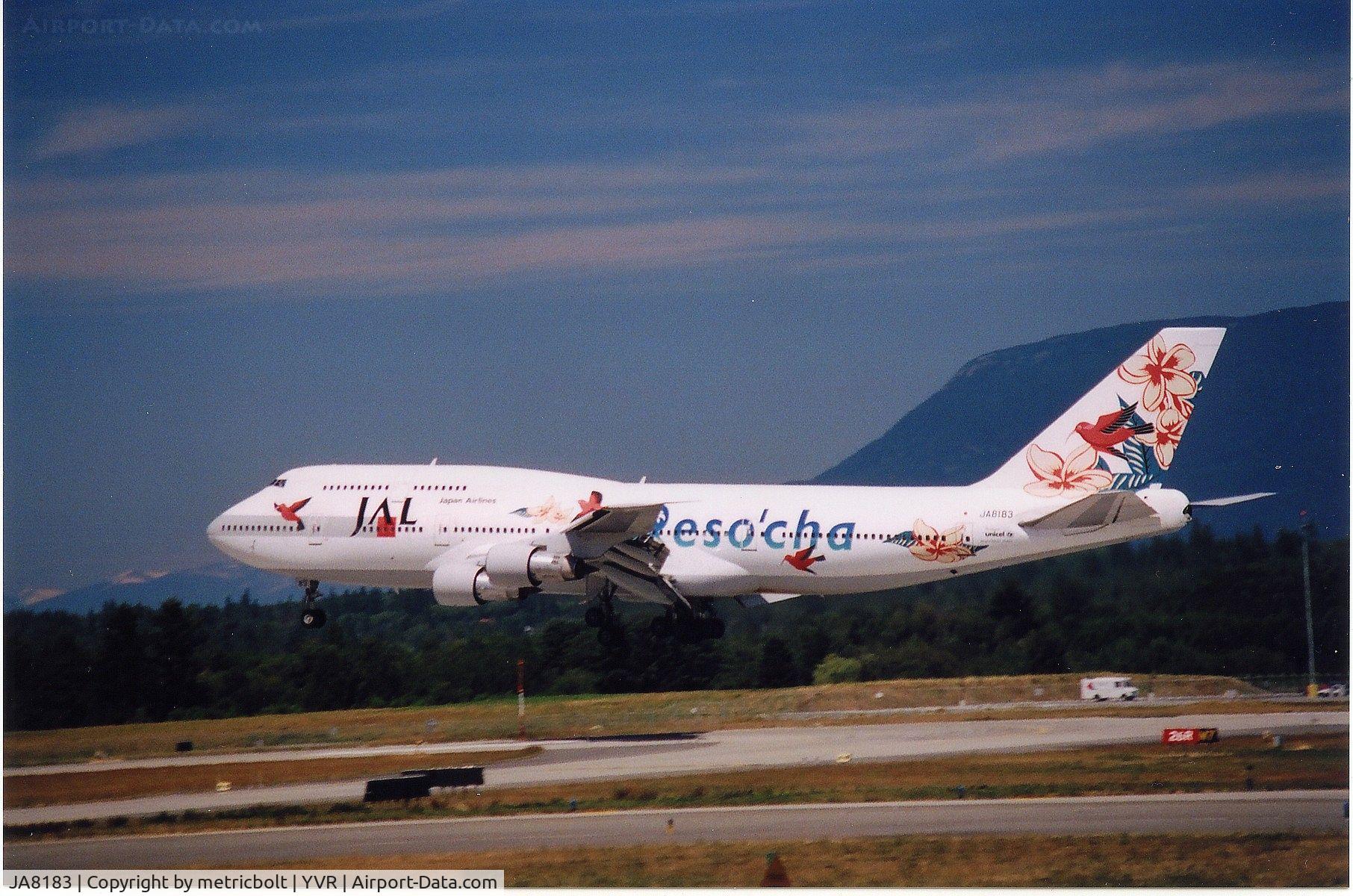 JA8183, 1987 Boeing 747-346 C/N 23967, Landing at YVR,Jul.2004