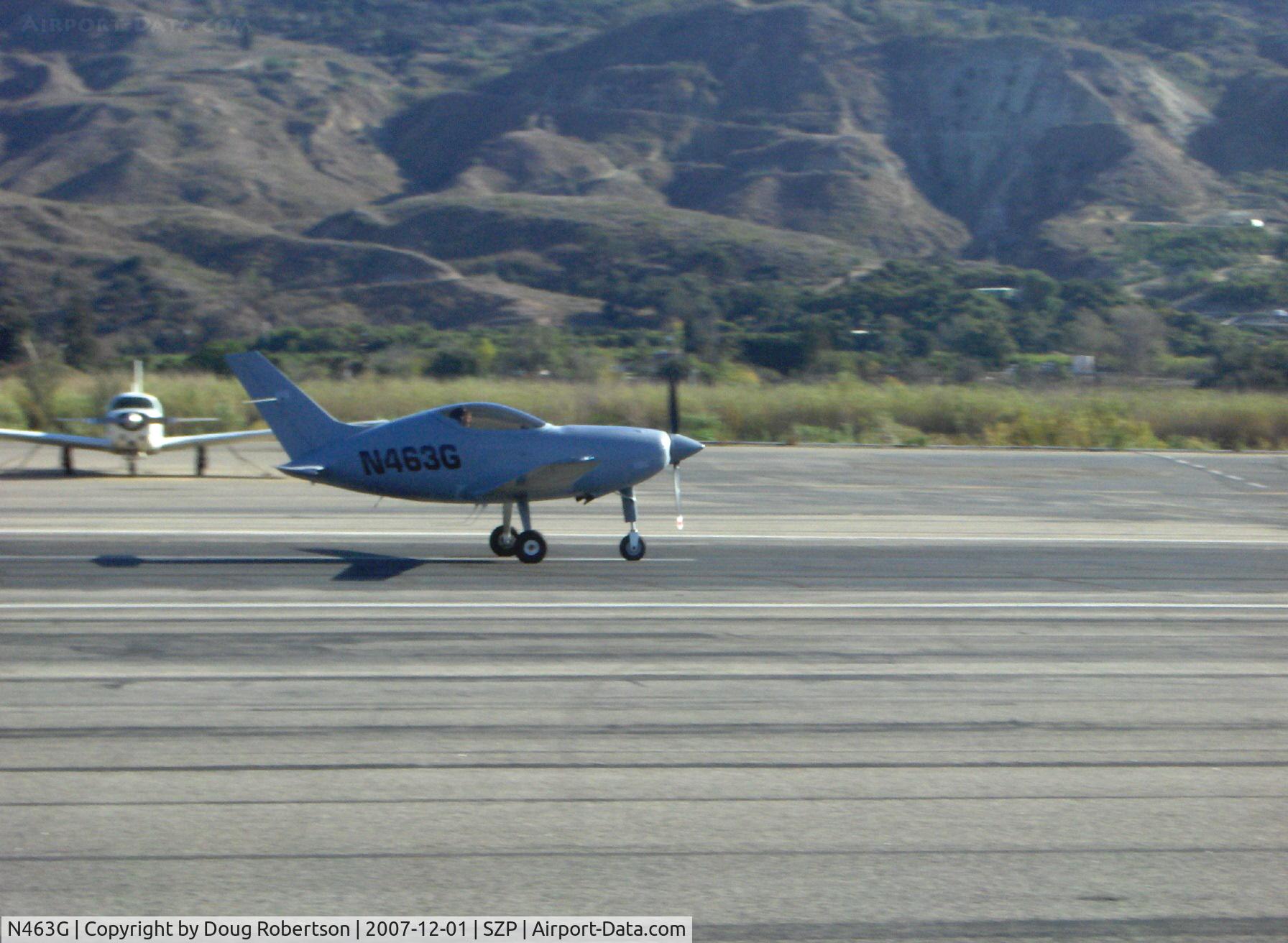 N463G, 2007 Questair Venture C/N 001, 2007 Griffin Special Questair VENTURE SPIRIT, Continental IO-550-G 310 Hp, very first-ever high speed roll aborted on Rwy 22 for brake seating, c.g. needs adjusting, test pilot-Dan Gray