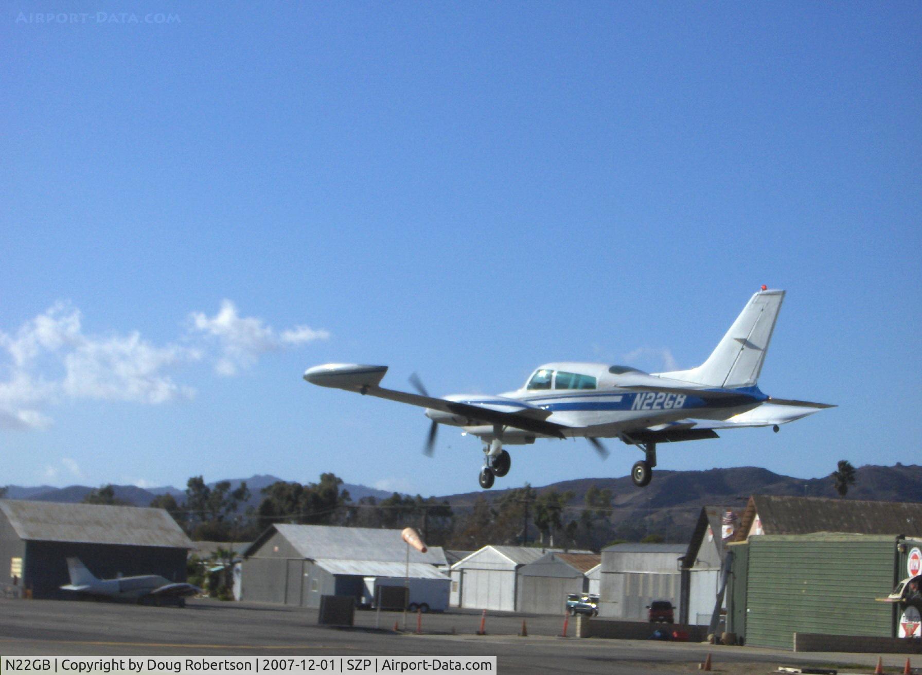N22GB, 1977 Cessna T310R C/N 310R1237, 1977 Cessna T310R RAM TURBO, two Continental TSIO-520 285 Hp each, landing Rwy 22