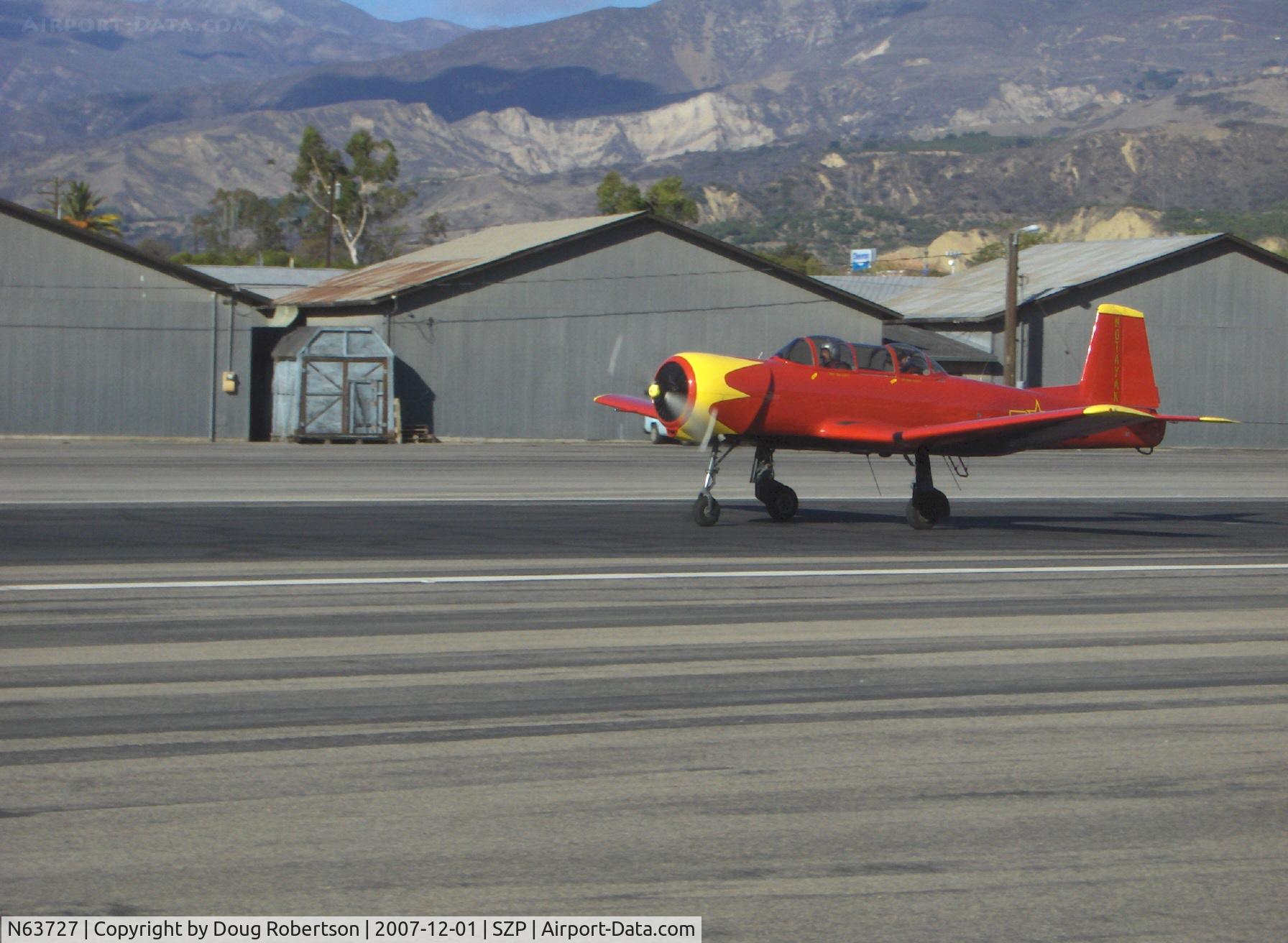 N63727, 1977 Nanchang CJ-6A C/N 1832035, 1977 Nanchang China CJ-6A as NX63727, Huosai 6A 9 cylinder radial 285 Hp, takeoff roll Rwy 22
