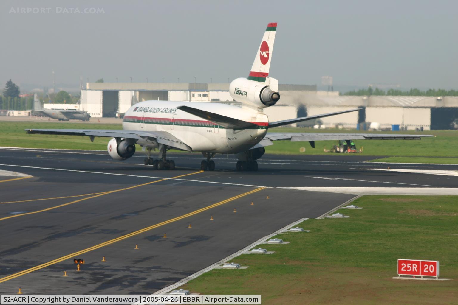 S2-ACR, 1988 McDonnell Douglas DC-10-30 C/N 48317, flight BG011 is aligning to take off on rwy 25R