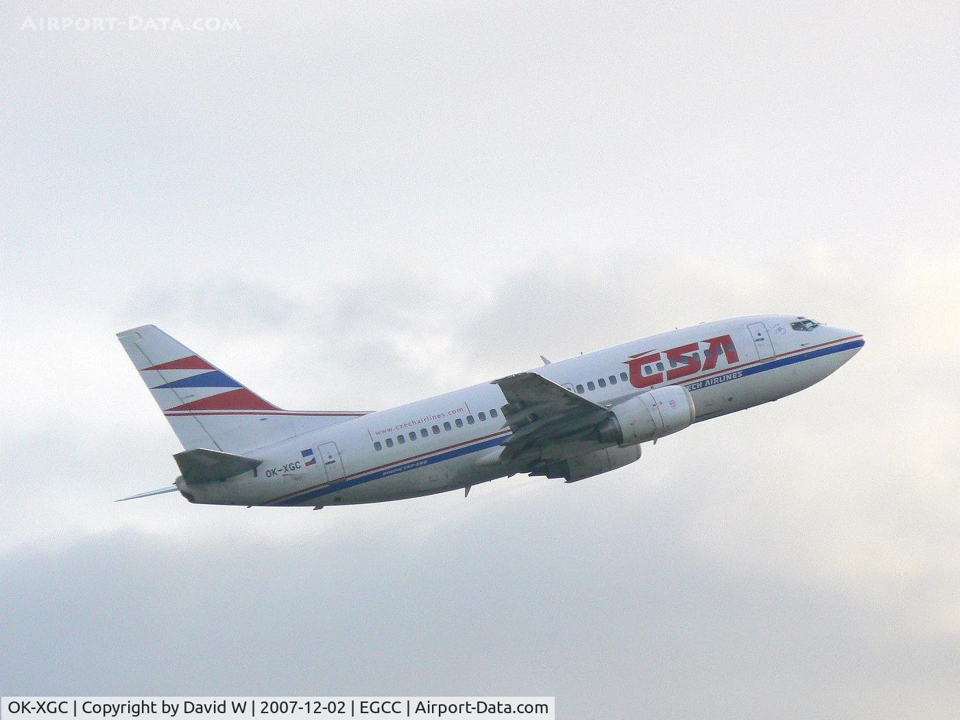 OK-XGC, 1992 Boeing 737-55S C/N 26541, Taking off at Manchester.