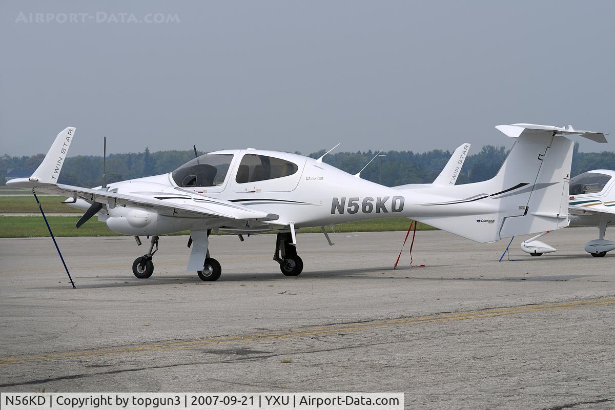 N56KD, 2007 Diamond DA-42 Twin Star C/N 42.AC076, Parked by Diamond Flight Centre.