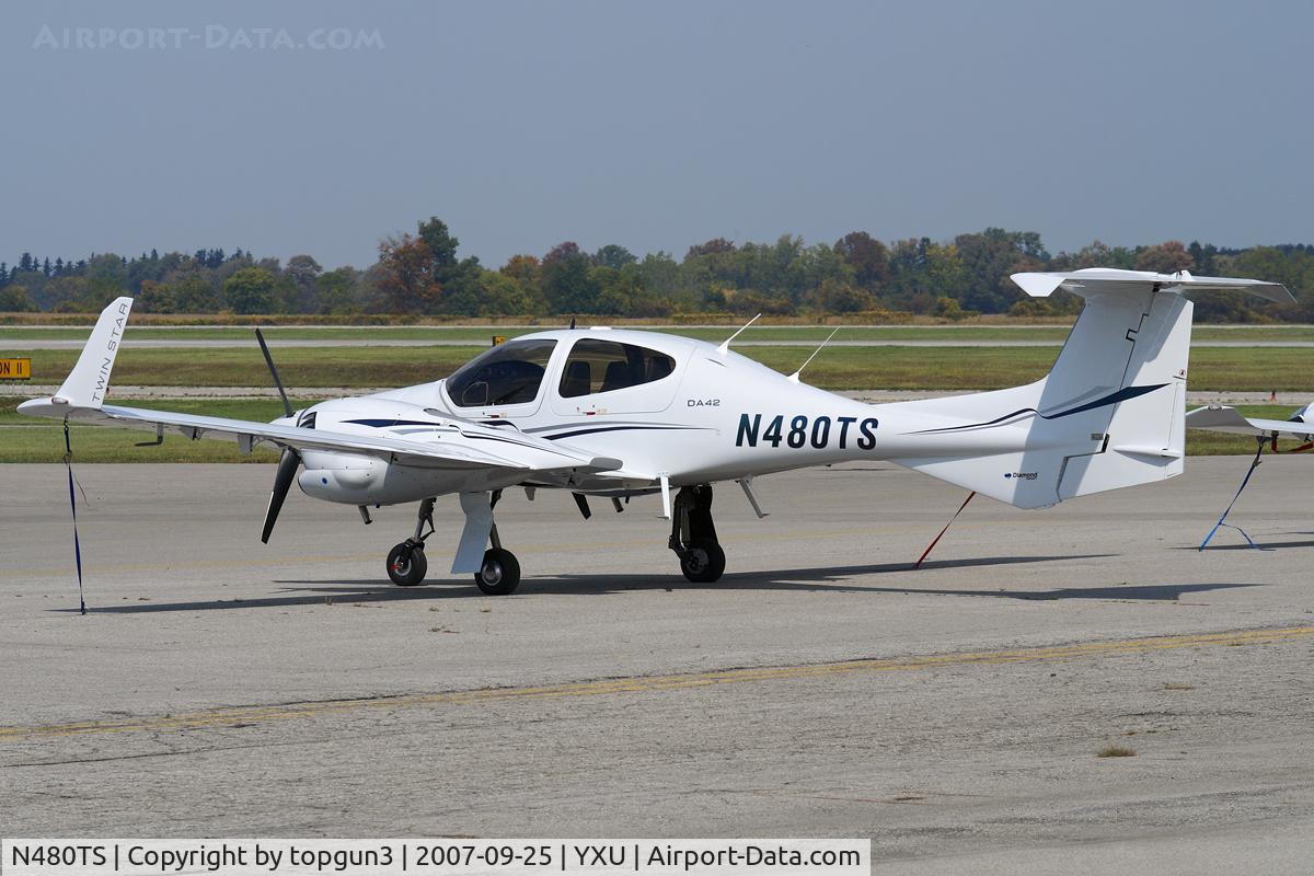 N480TS, 2007 Diamond DA-42 Twin Star C/N 42.AC080, Parked on Ramp III.