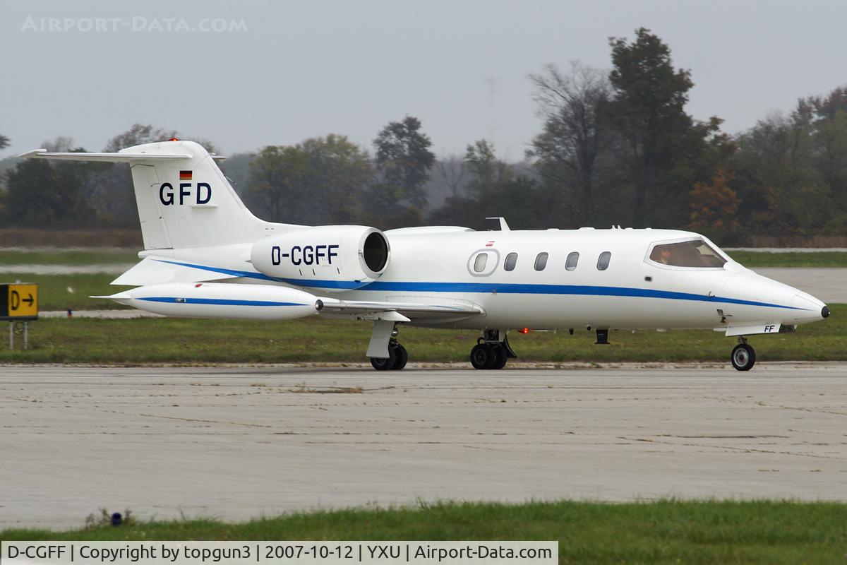 D-CGFF, 1982 Gates Learjet 36A C/N 36A-063, Arriving onto Ramp 3