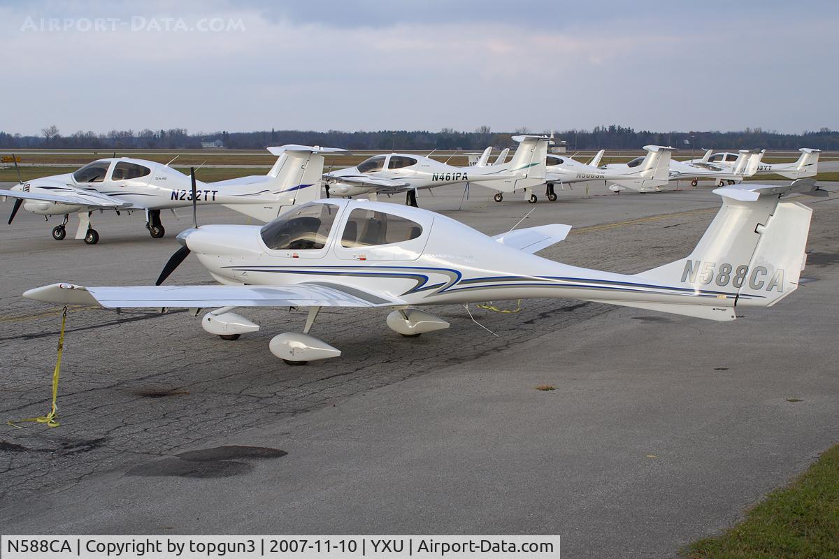 N588CA, 2007 Diamond DA-40 Diamond Star C/N 40.855, Parked by Diamond Flight Centre.