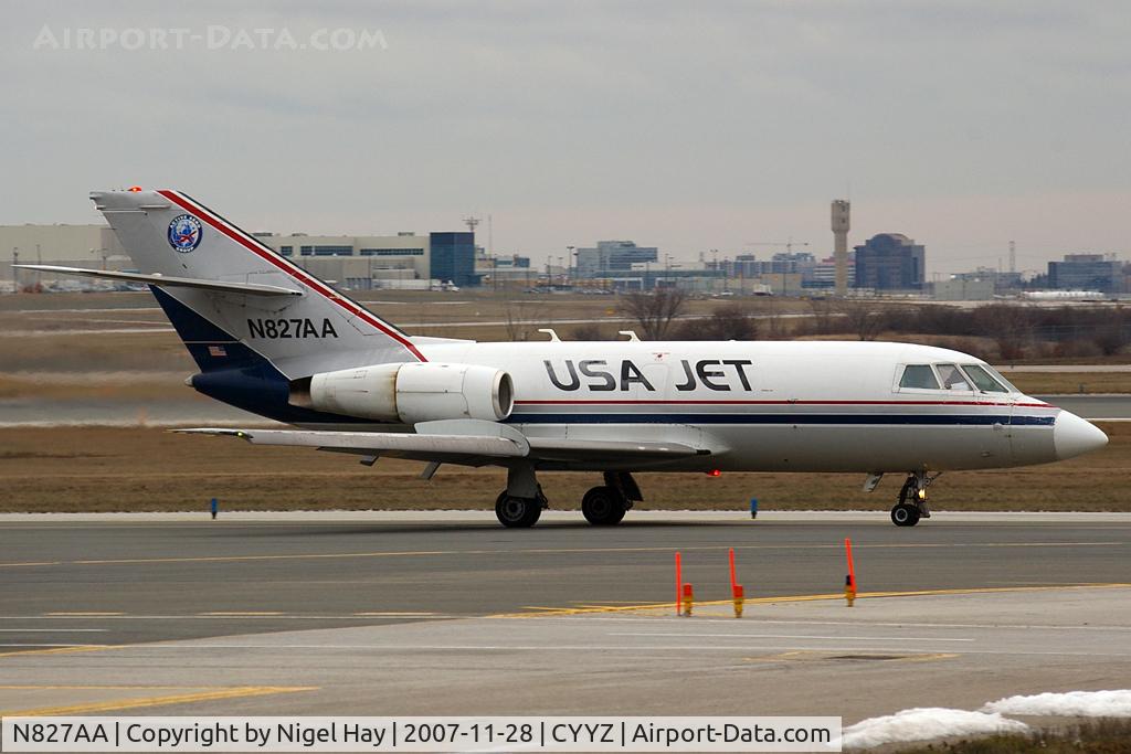 N827AA, 1974 Dassault Falcon 20E C/N 298, Taxing for departure on Rwy 05