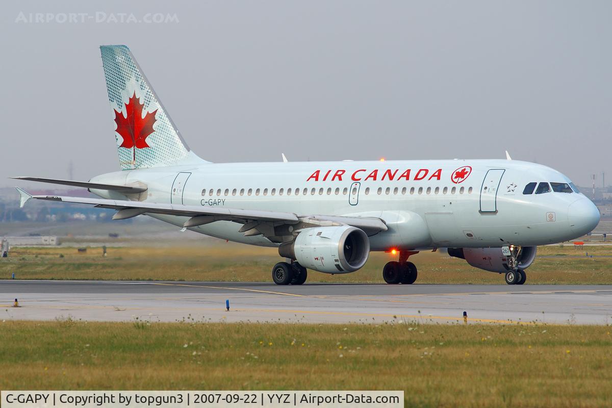 C-GAPY, 1997 Airbus A319-114 C/N 728, Taxiing for departure via RWY23.