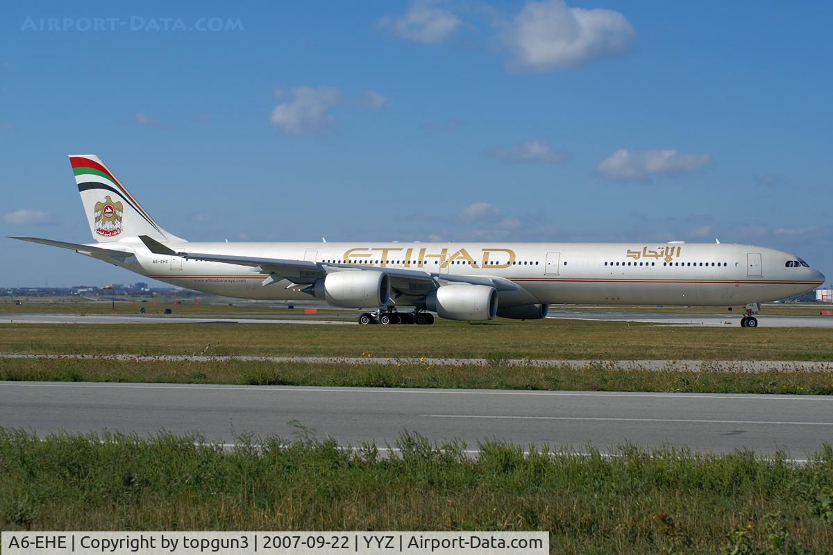 A6-EHE, 2007 Airbus A340-642X C/N 829, Taxiing for departure via RWY23.