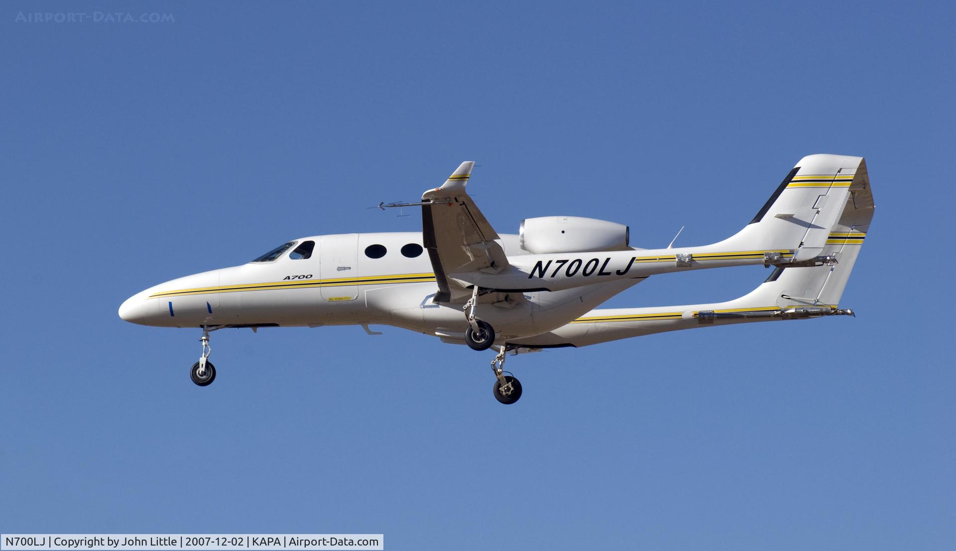 N700LJ, 2006 Adam Aircraft A700 C/N 0002, Over the numbers to 17L