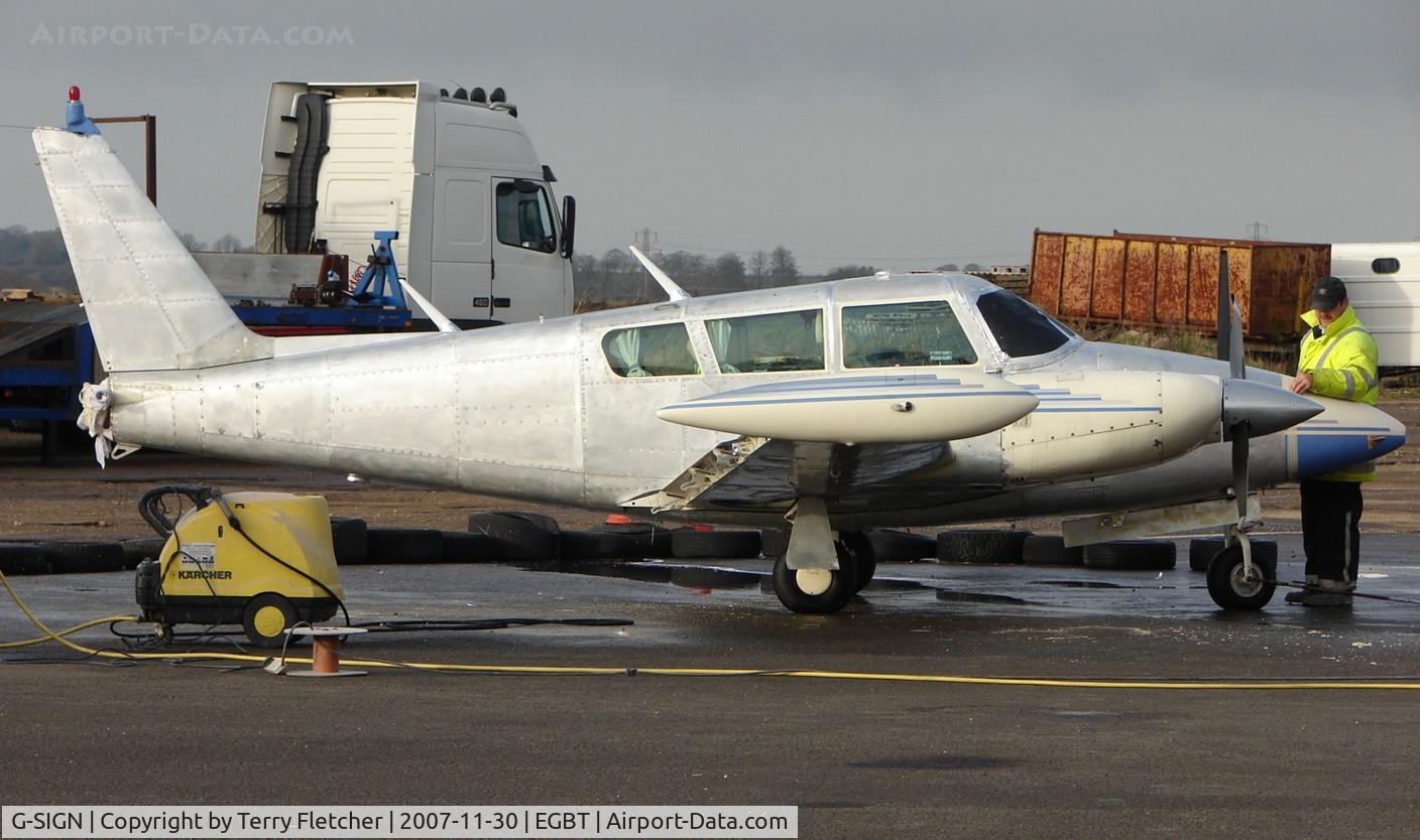 G-SIGN, 1970 Piper PA-39 Twin Comanche C/R C/N 39-8, Pa-39 awaits its turn outside Mick Allen & Son Respray Workshop