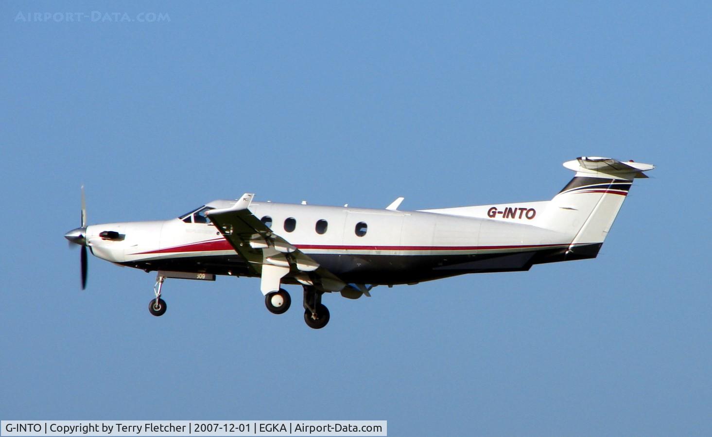 G-INTO, 2005 Pilatus PC-12/45 C/N 609, PC12 takes off from Shoreham on a bright sunny morning