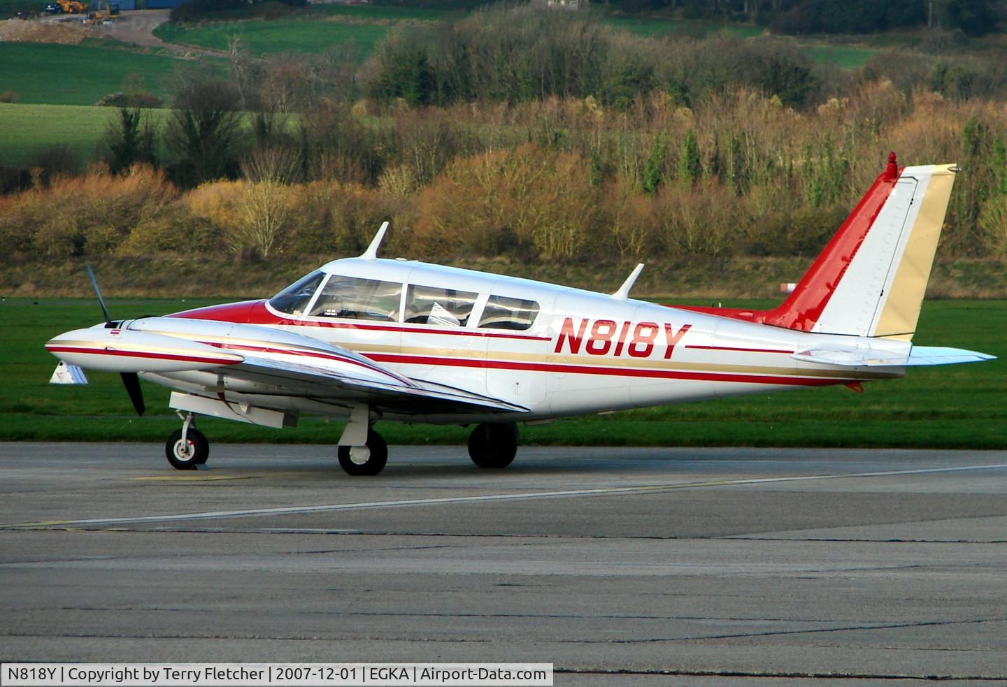 N818Y, 1967 Piper PA-30 Twin Comanche Twin Comanche C/N 30-1458, American Pa-30 at Shoreham Airport