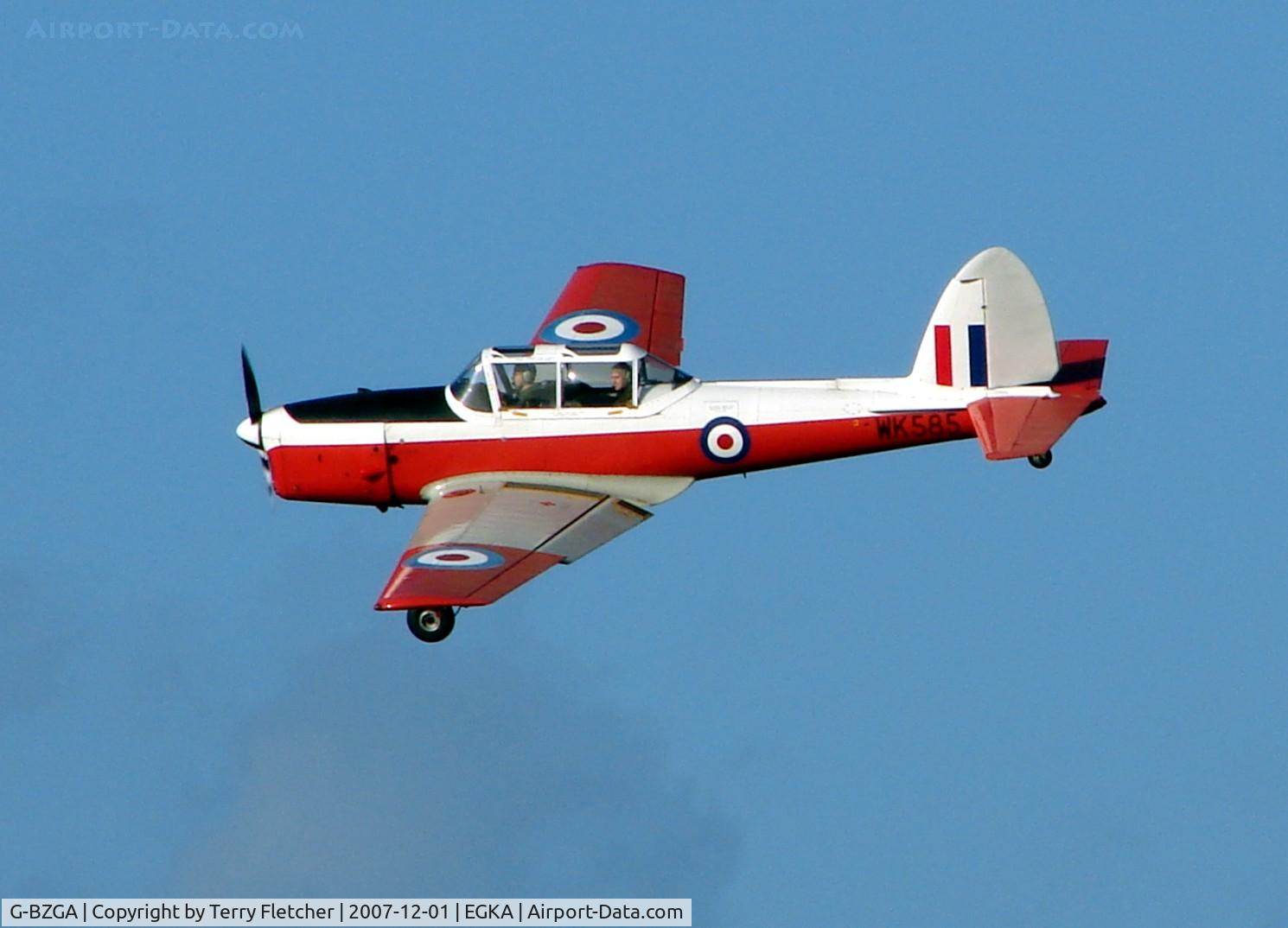 G-BZGA, 1952 De Havilland DHC-1 Chipmunk T.10 C/N C1/0608, Classic Chipmunk banks for short finals at Shoreham