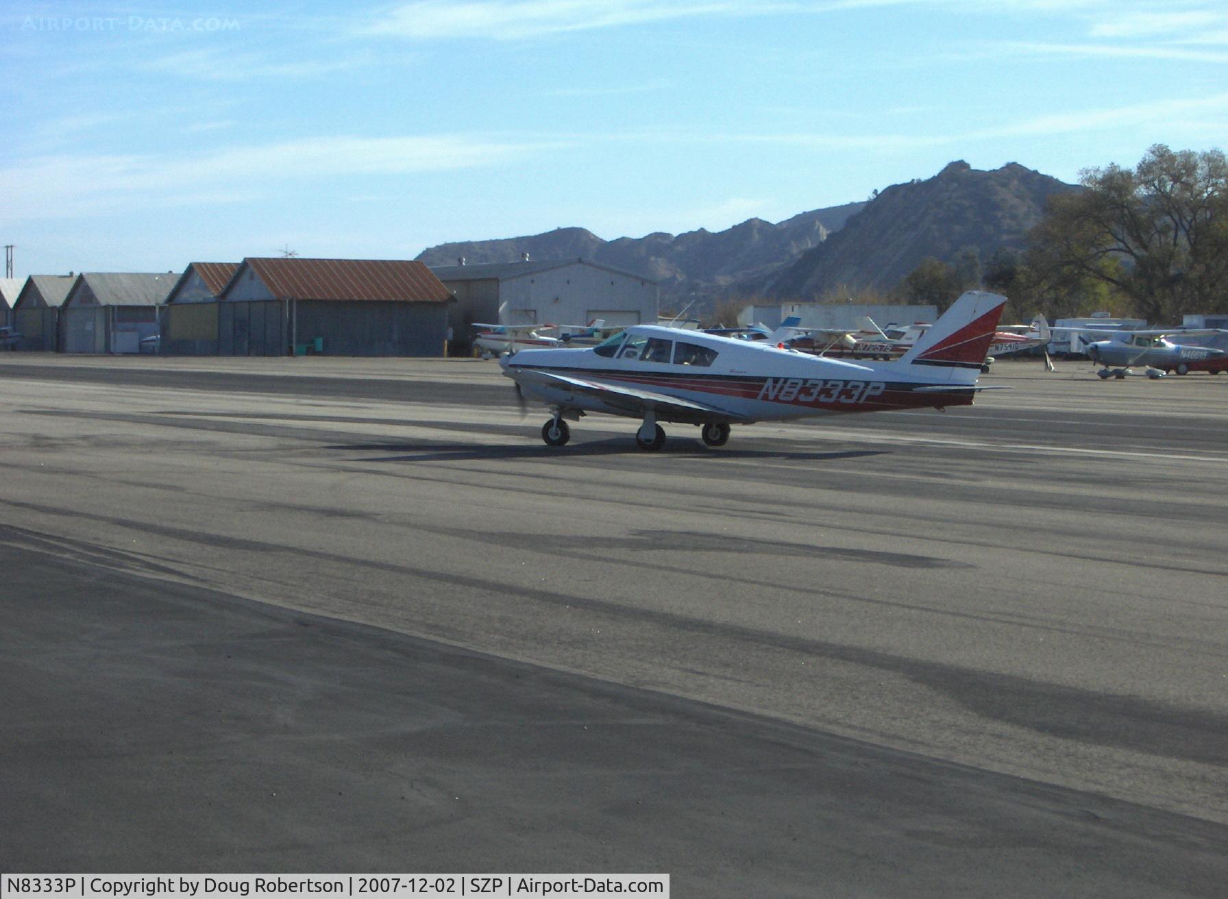 N8333P, 1963 Piper PA-24-250 Comanche C/N 24-3586, 1963 Piper PA-24-250 COMANCHE, Lycoming IO-540-C 250 Hp, turn to transient parking