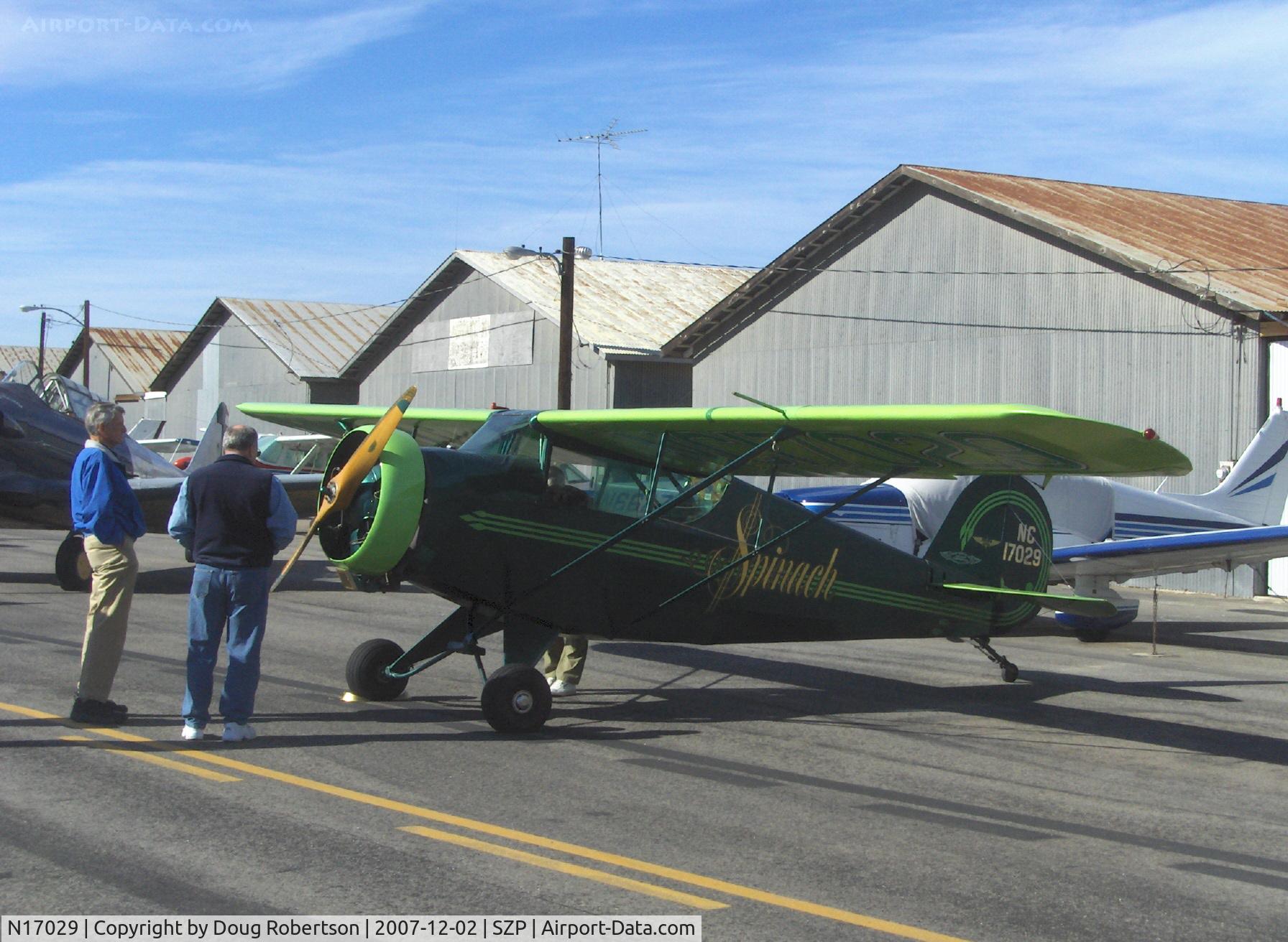 N17029, 1936 Porterfield 35-70 Flyabout C/N 229, 1936 Porterfield 35-70 Flyabout, 'Spinach', LeBlond 70 Hp 5 cylinder radial engine, two place tandem seating cabin monoplane