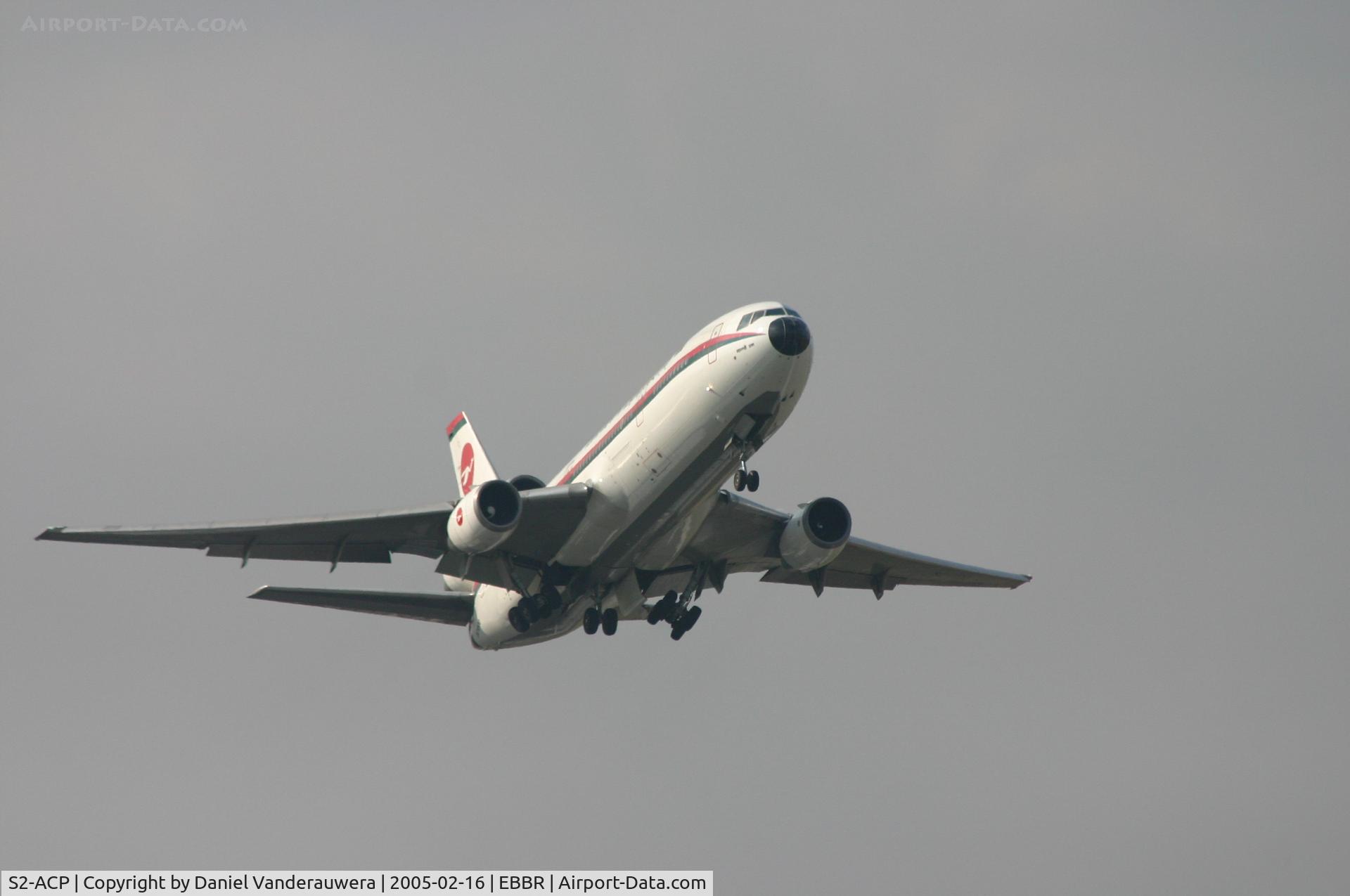 S2-ACP, 1979 McDonnell Douglas DC-10-30 C/N 46995/275, flight BG012 is taking off from rwy 07R