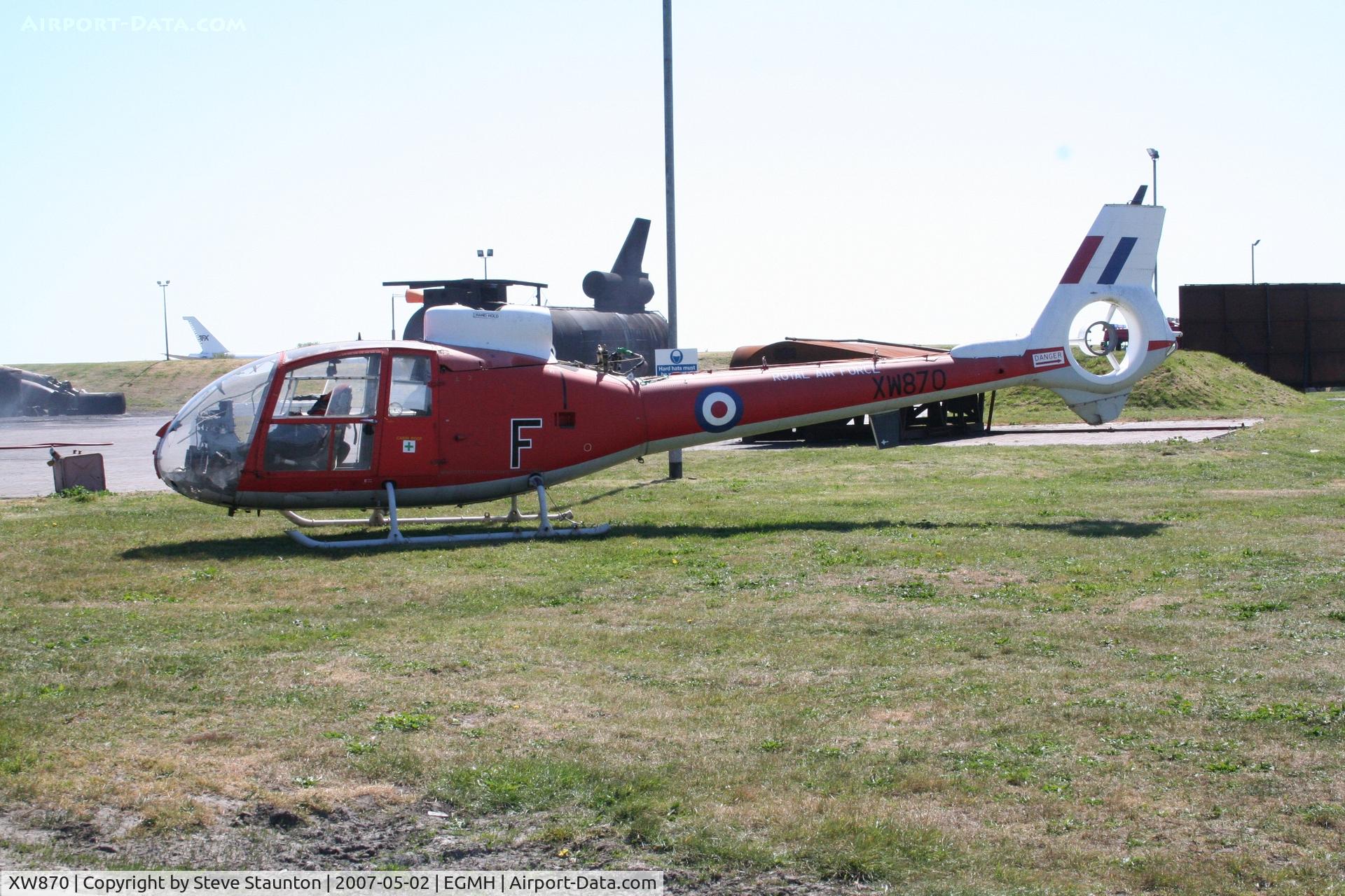 XW870, 1973 Westland SA-341D Gazelle HT3 C/N WA1146, Taken at Manston May 2007