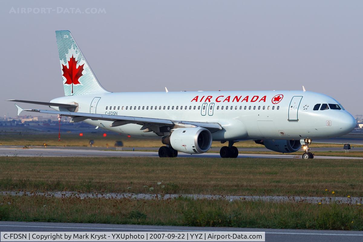C-FDSN, 1990 Airbus A320-211 C/N 126, Taxiing for departure via RWY23.