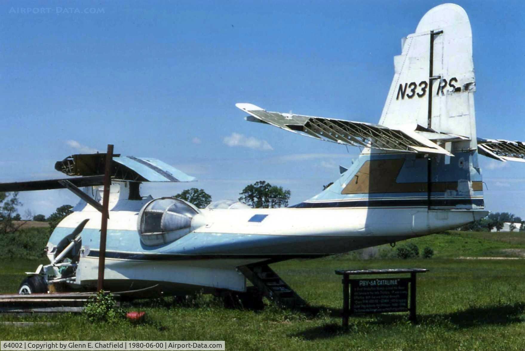 64002, Consolidated PBY-6A Catalina C/N 2072, ex-N331RS, at the Victory Air Museum, Mundelein, IL.  This museum no longer exists.  This aircraft sunk in Lake Michigan.  It is now at the National Museum of the U.S. Air Force, having been used as parts for restoring N4583B/46595