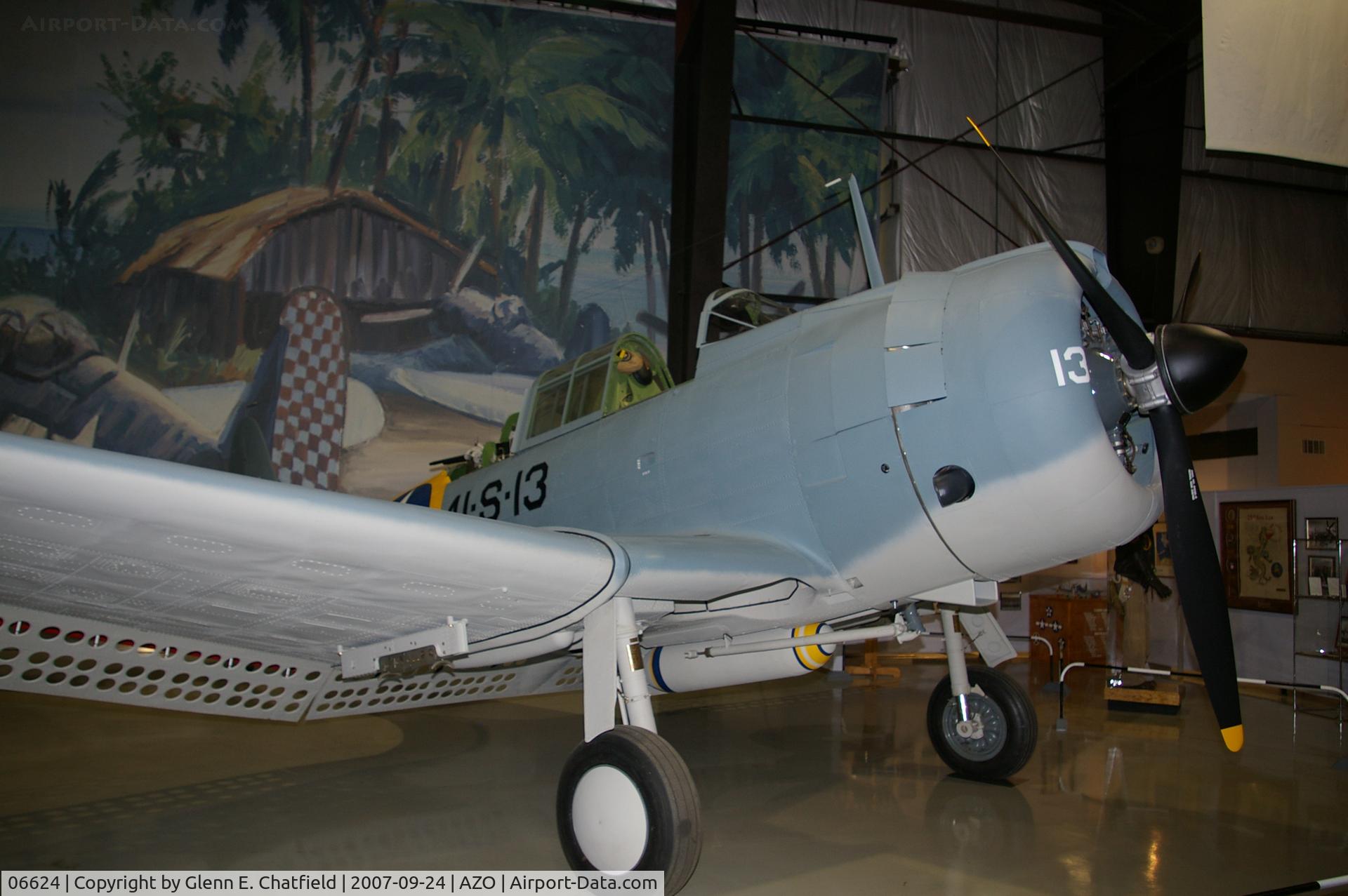 06624, Douglas SBD-3 Dauntless C/N 1439, SBD-3 at the Kalamazoo Air Zoo.  Found in Lake Michigan