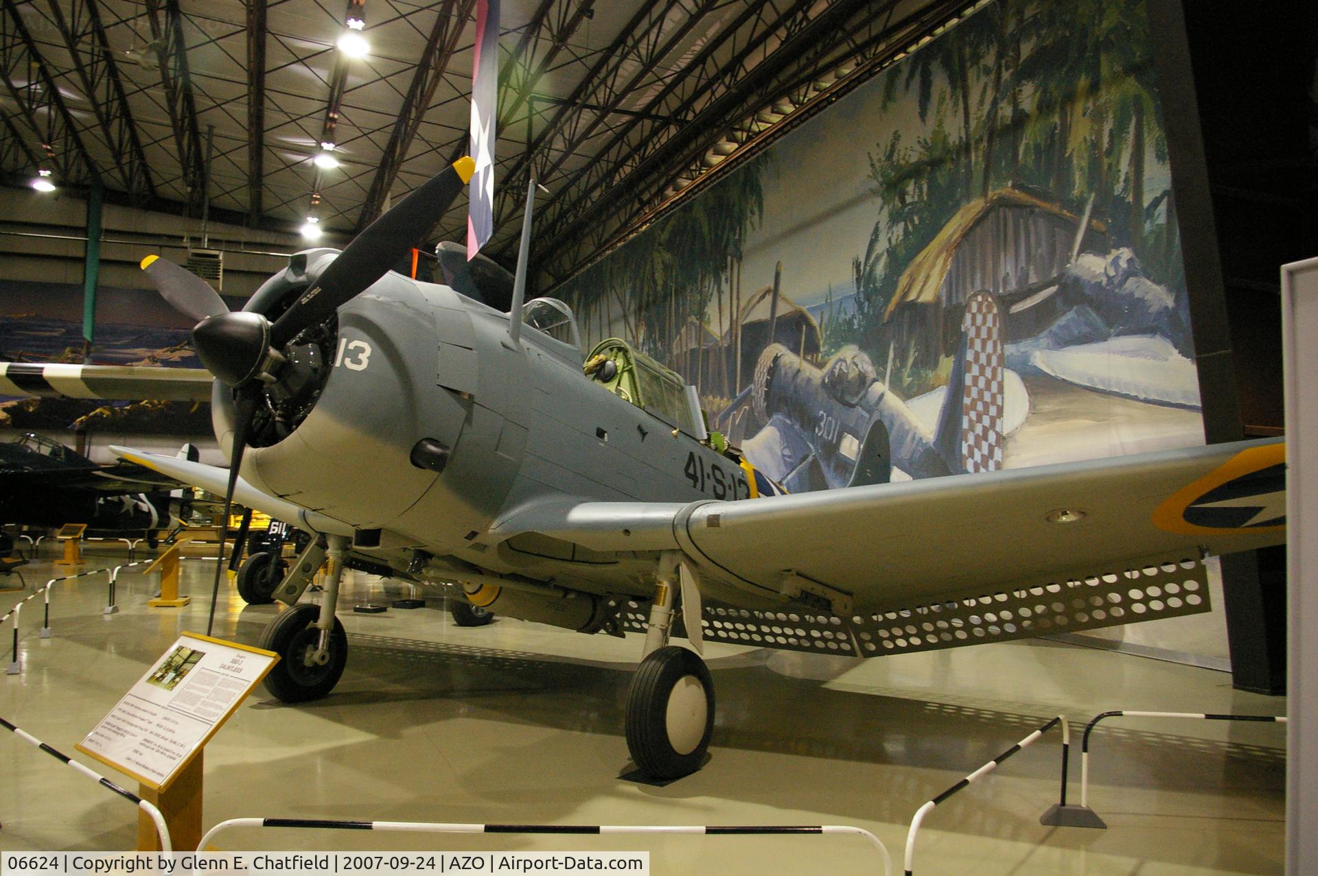 06624, Douglas SBD-3 Dauntless C/N 1439, SBD-3 at the Kalamazoo Air Zoo.  Found in Lake Michigan