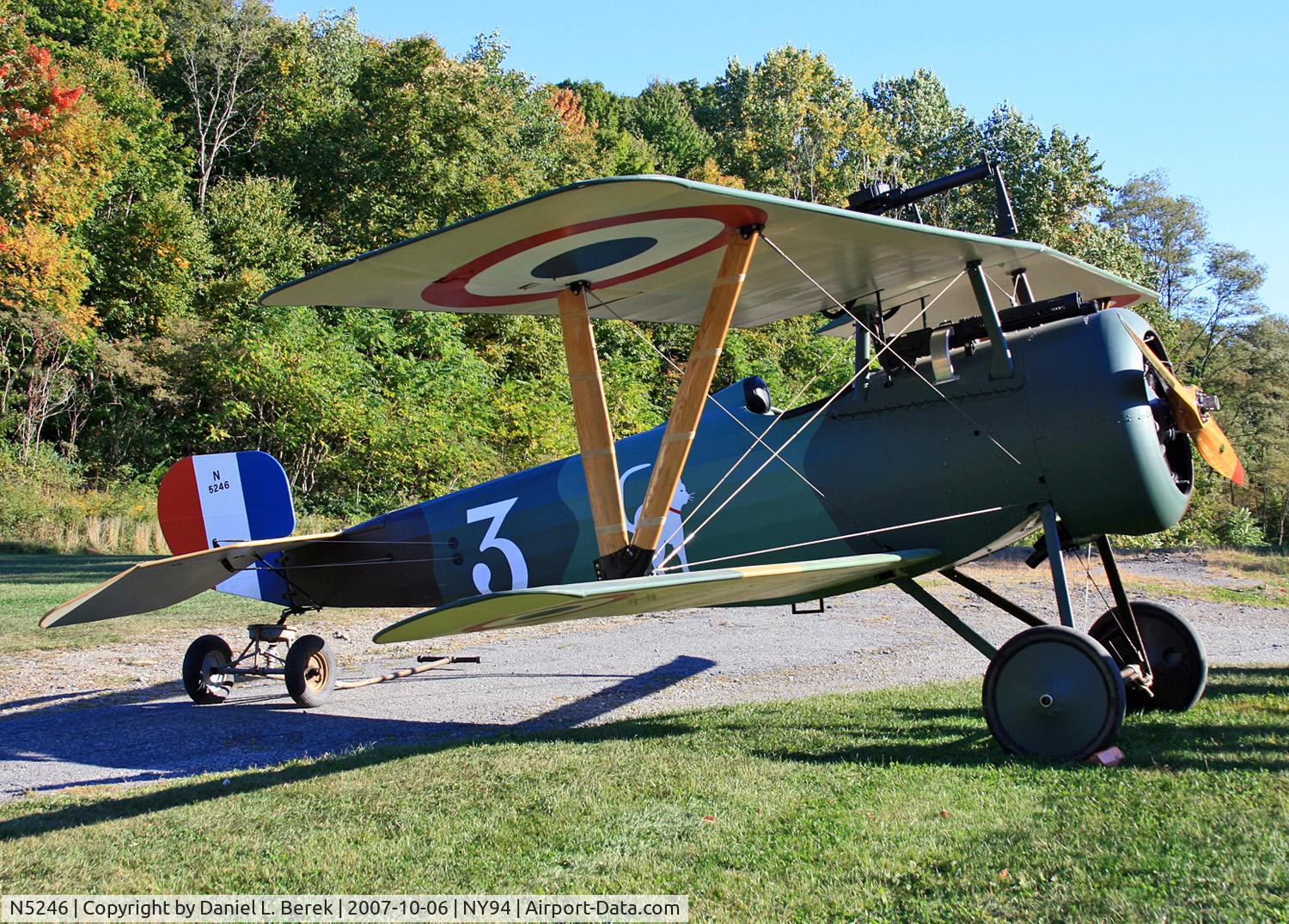 N5246, 1997 Nieuport 24bis Replica C/N 001, This lovely World War I replica was built recently by Roberto P. Garcia.
