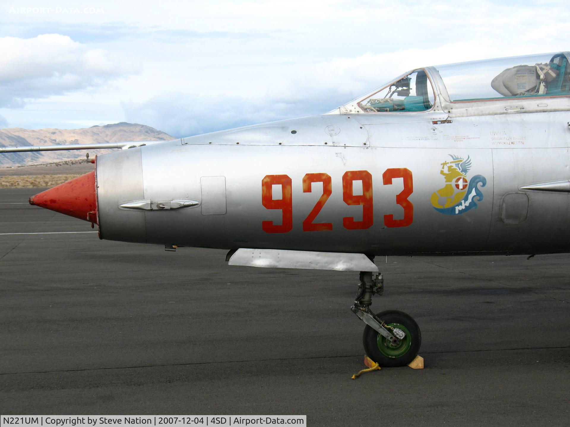 N221UM, 1983 Mikoyan-Gurevich MiG-21UM C/N 516999293, close-up of nose on 1983 Mikoyan Gurevich MIG 21 UM #9293 as NX221UM @ Reno-Stead