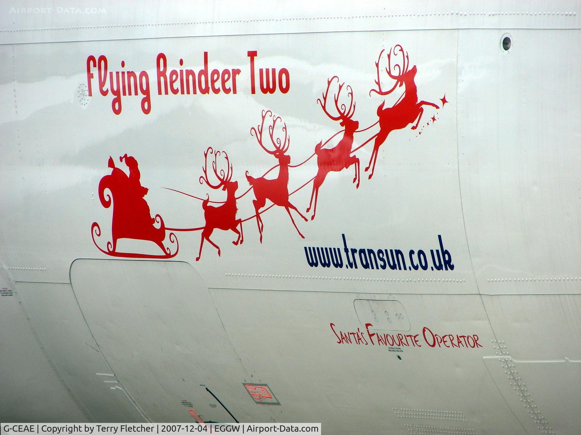 G-CEAE, 1974 Boeing 737-229 C/N 20912, Xmas logo on this 'Classic'B737
