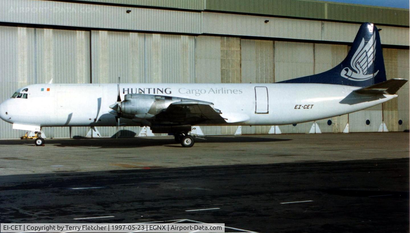 EI-CET, 1966 Lockheed L-188C(A) Electra C/N 1144, Hunting Cargo Airlines Electra c/n 1144 at East Midlands in 1997