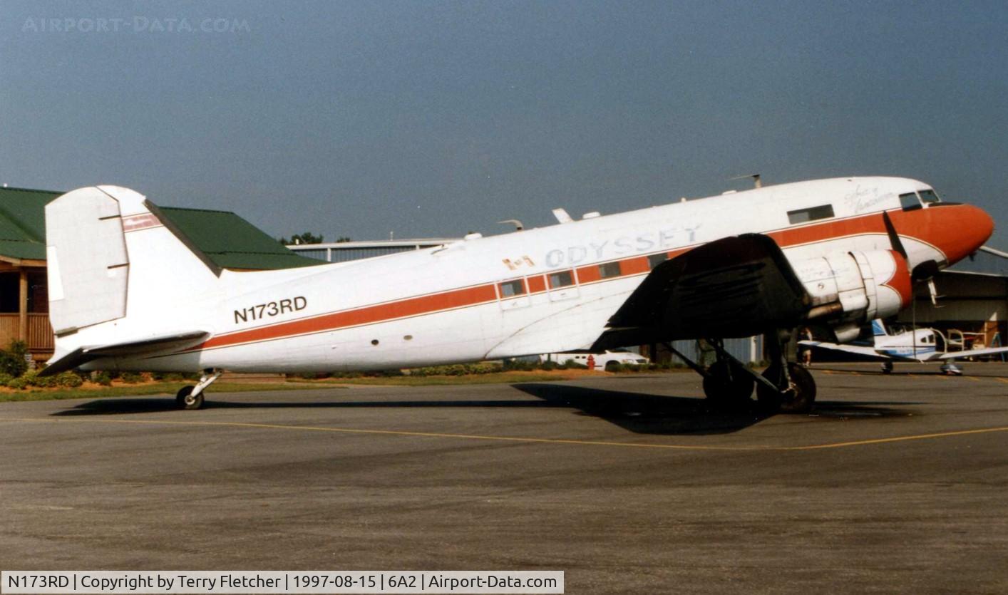 N173RD, 1944 Douglas DC-3C C/N 25313, With 'Odyssey'titles just visible - this DC was parked at Griffin , GA in 1997