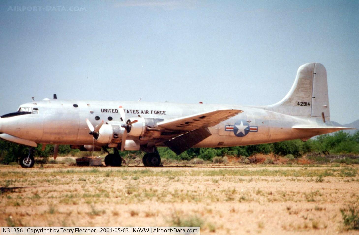 N31356, 1946 Douglas DC-4-1009 C/N D4-26, This DC4 had its c/n 42914 on its tail , where you would expect to see serial marks