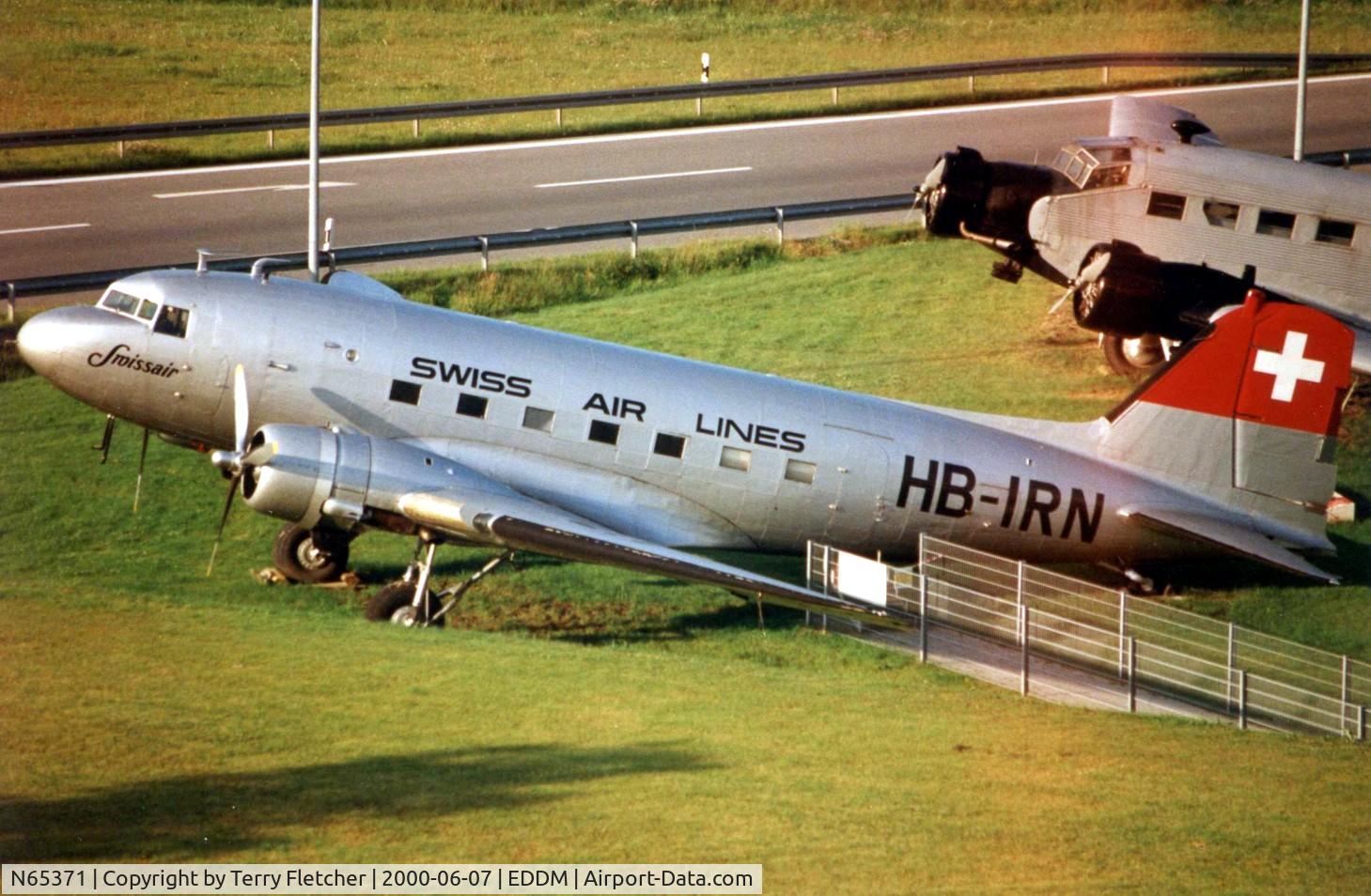N65371, 1941 Douglas c-53B C/N 4828, N65371 was a DC-3 (c/n 04828 )  painted with a fake registration HB-IRN and exhibited at Munich Airport - The 'real' HB-IRN is displayed at Lucerne Airport Museum , Switzerland