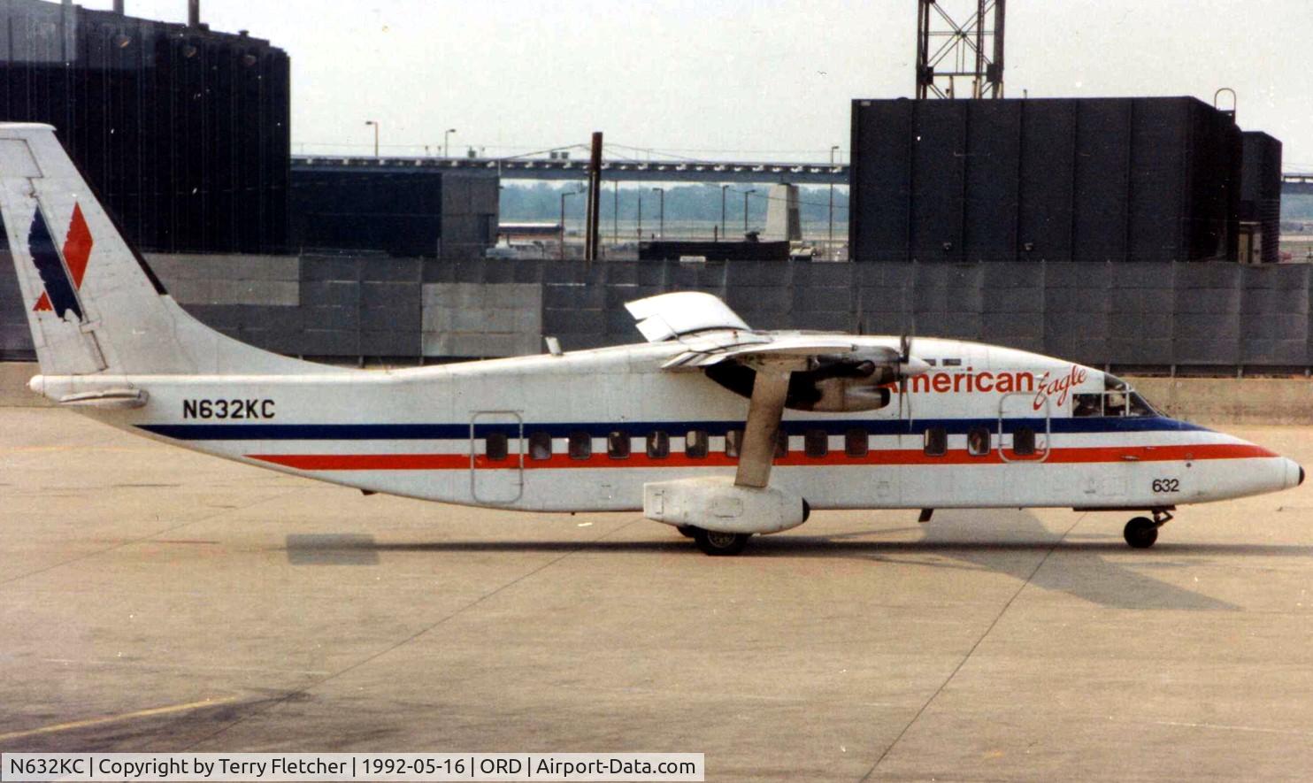 N632KC, 1984 Short SD3-60-100 C/N SH.3425, American Eagle operated this Shorts 360 ( c/n 3644 ) in 1992 seen here at Chicago O'Hare