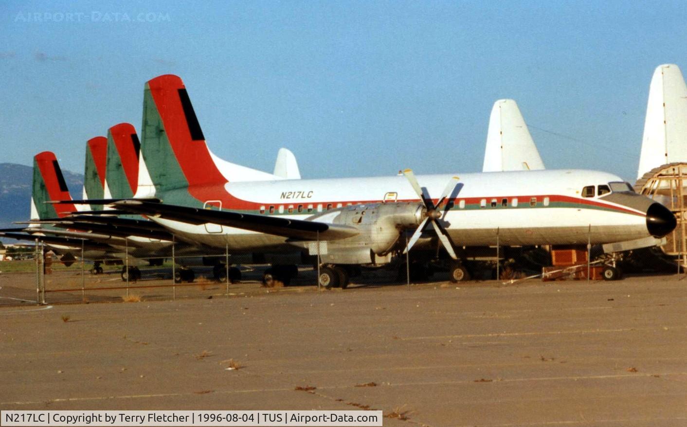 N217LC, 1991 Nihon YS-11A-600 C/N 2170, This YS-11 heads a row of similar type at Hamilton Aviation's Yard in Tuscon in 1996 - this aircraft had previously operated in Indonesia and Japan