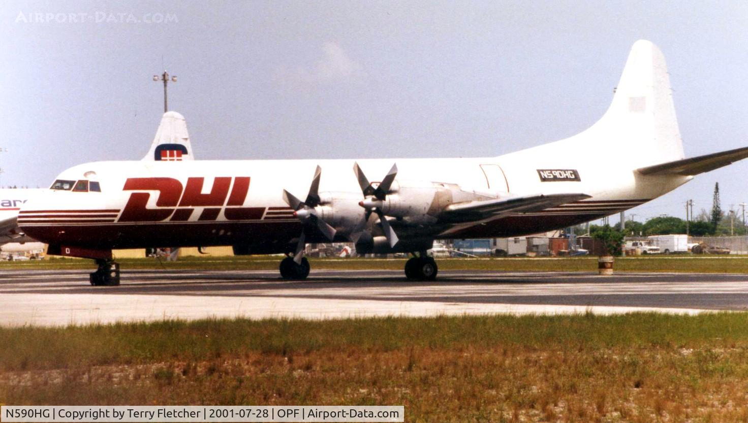 N590HG, 1959 Lockheed L-188C(F) Electra C/N 1098, This DHL Electra had just acquired its America marks  in 2001