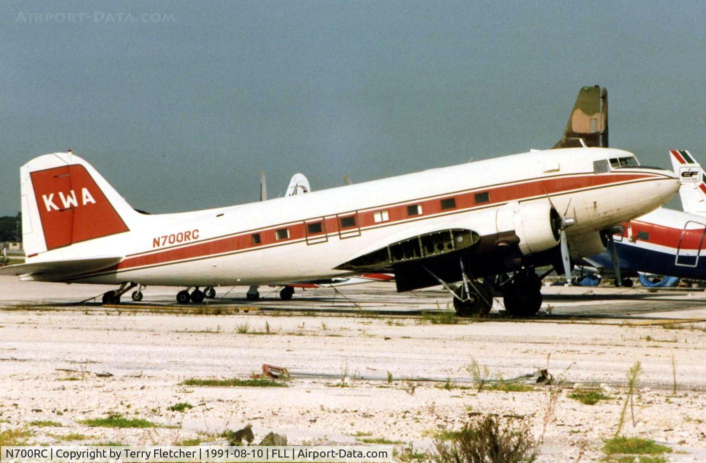 N700RC, 1980 Cessna U206G Stationair C/N U20605750, This de-registered DC3 looked in a poor way when photographed at FLL in 1991