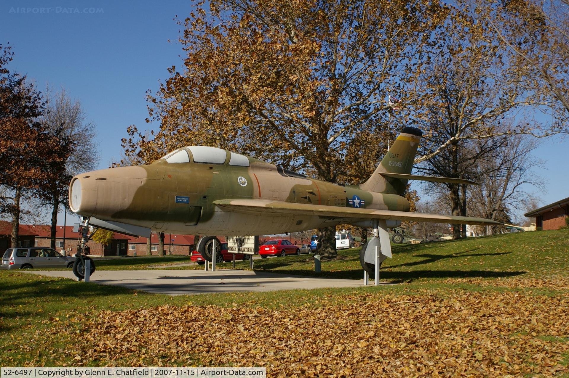 52-6497, 1952 Republic F-84F Thunderstreak C/N Not found (52-6497/N5372), Ex-N5372 at Camp Dodge, IA Gold Star Museum