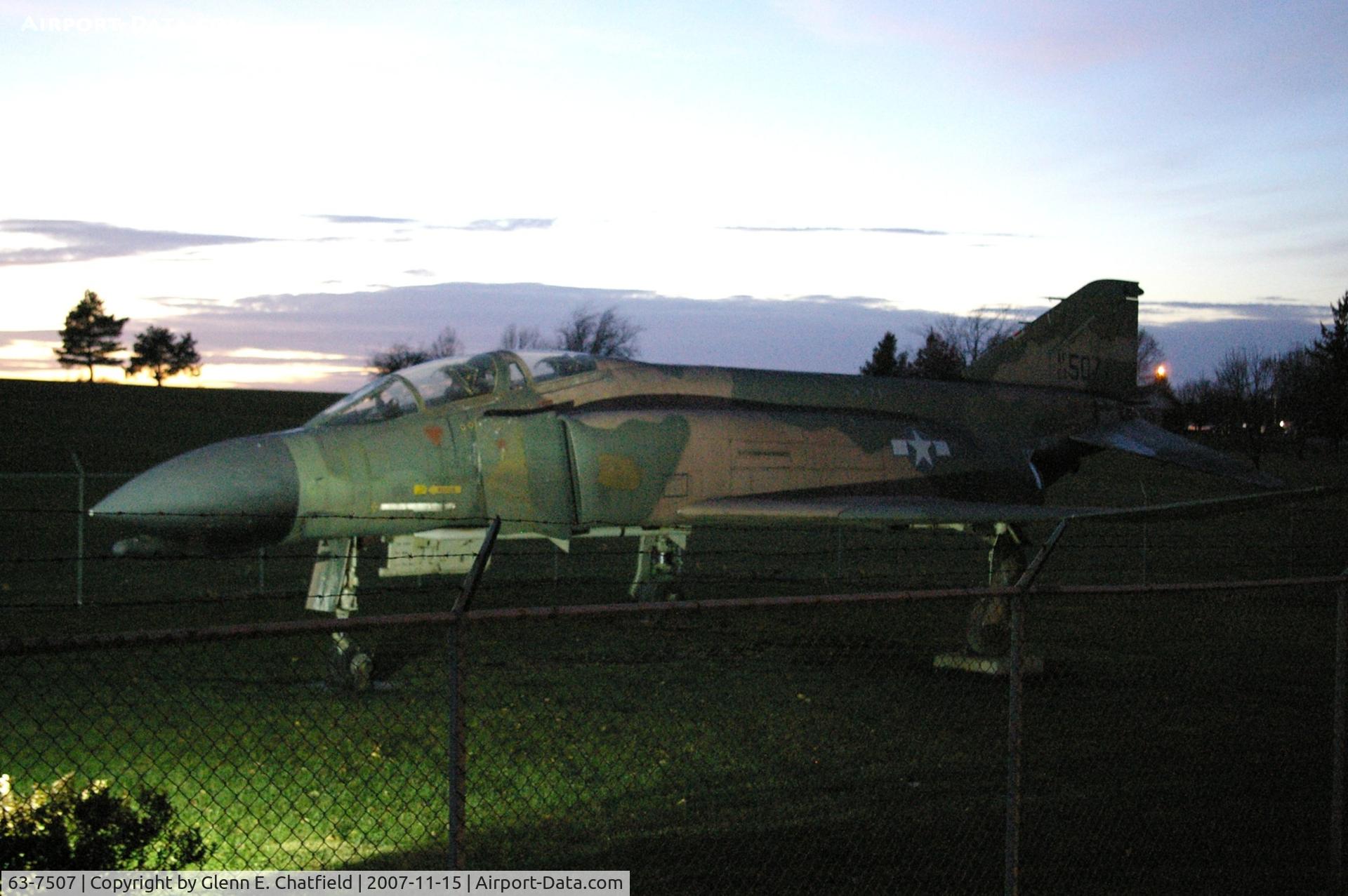 63-7507, 1963 McDonnell F-4C-18-MC Phantom II C/N 516, F-4C in Marshalltown, IA.  Taken about 40 minutes after sunset.