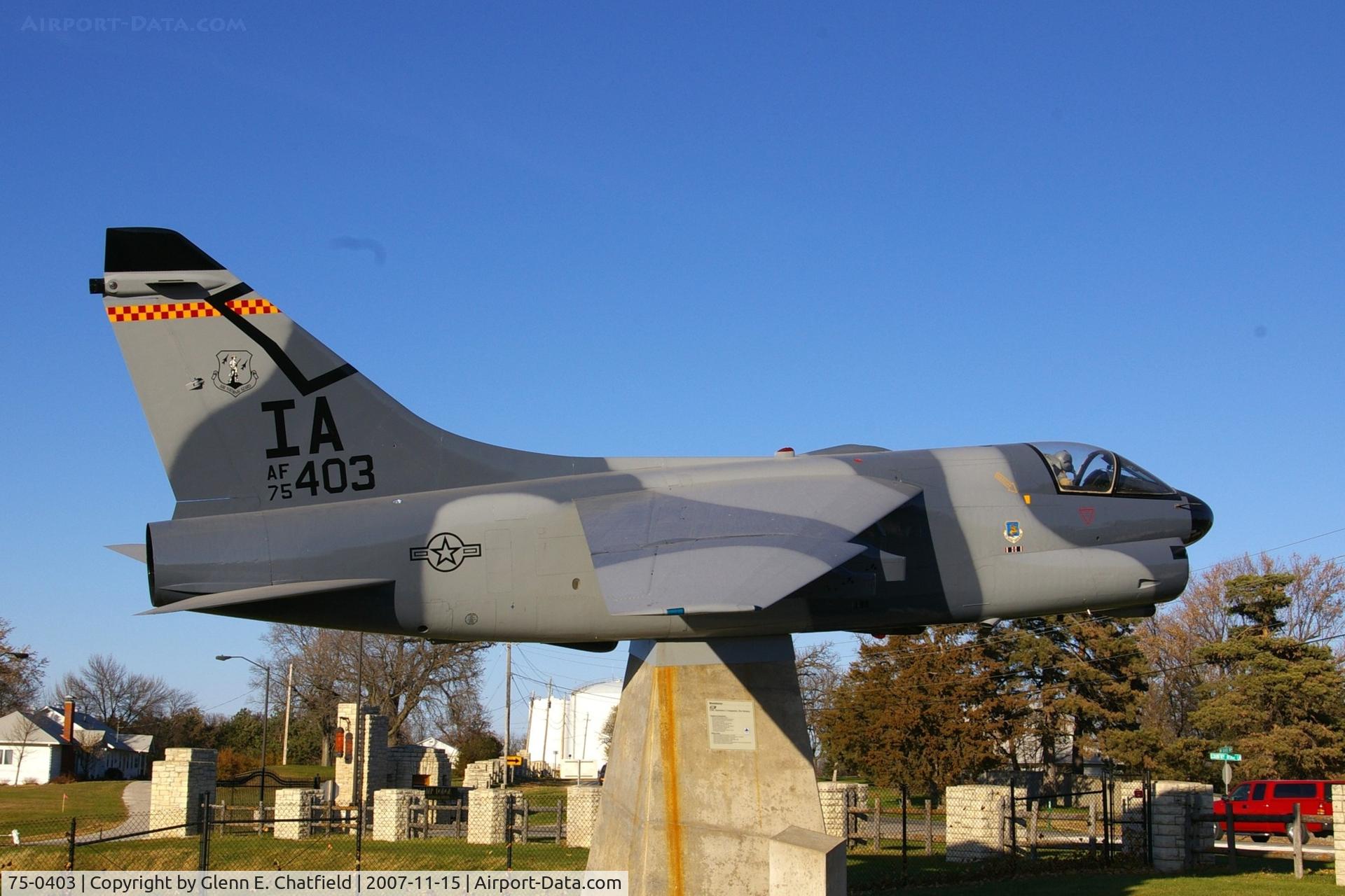 75-0403, 1975 LTV A-7D Corsair II C/N D-453, A-7D at Camp Dodge, IA, freshly restored