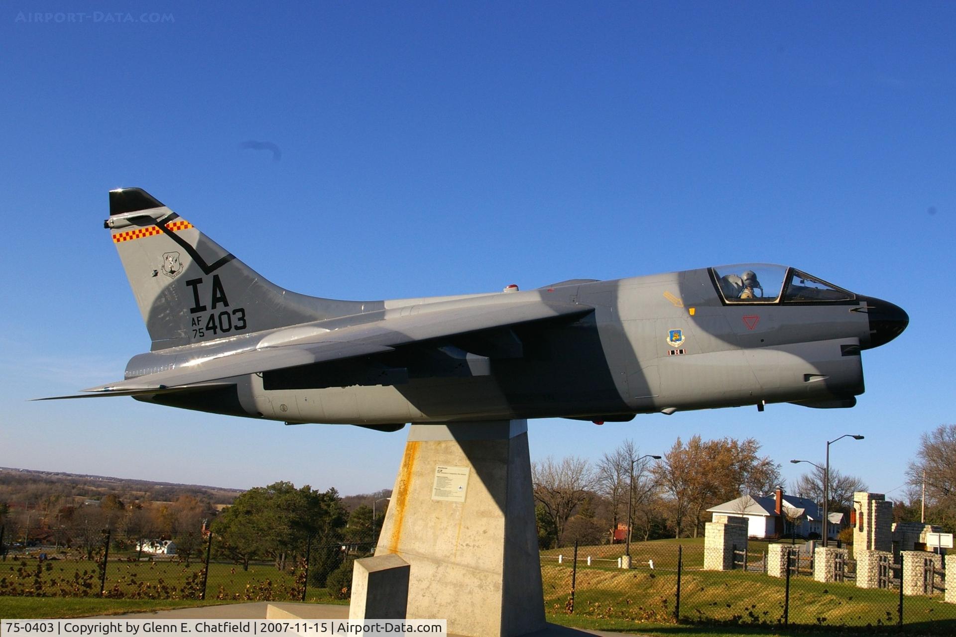 75-0403, 1975 LTV A-7D Corsair II C/N D-453, A-7D at Camp Dodge, IA, freshly restored