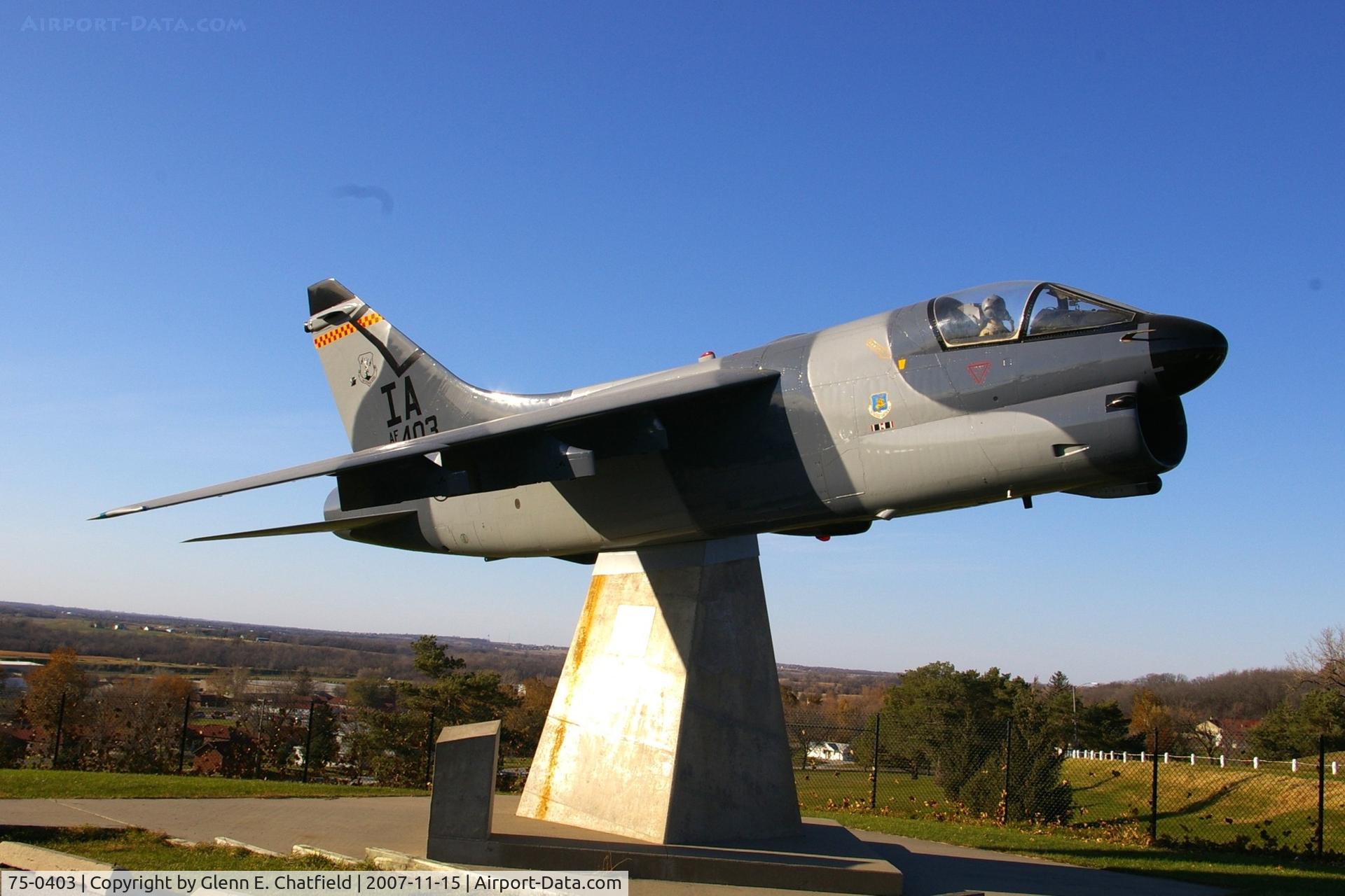 75-0403, 1975 LTV A-7D Corsair II C/N D-453, A-7D at Camp Dodge, IA, freshly restored