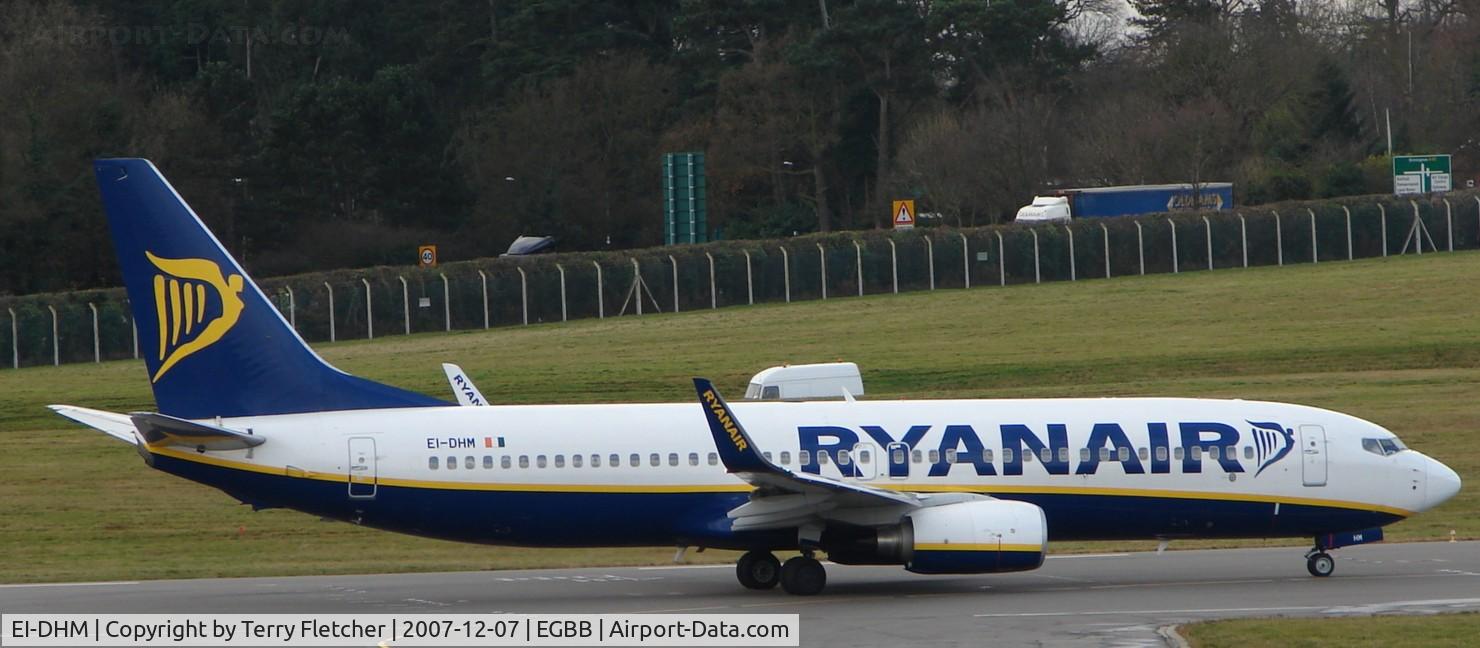 EI-DHM, 2005 Boeing 737-8AS C/N 33821, Ryanair B737 cleared to depart at at Birmingham International on 7th Dec 2007