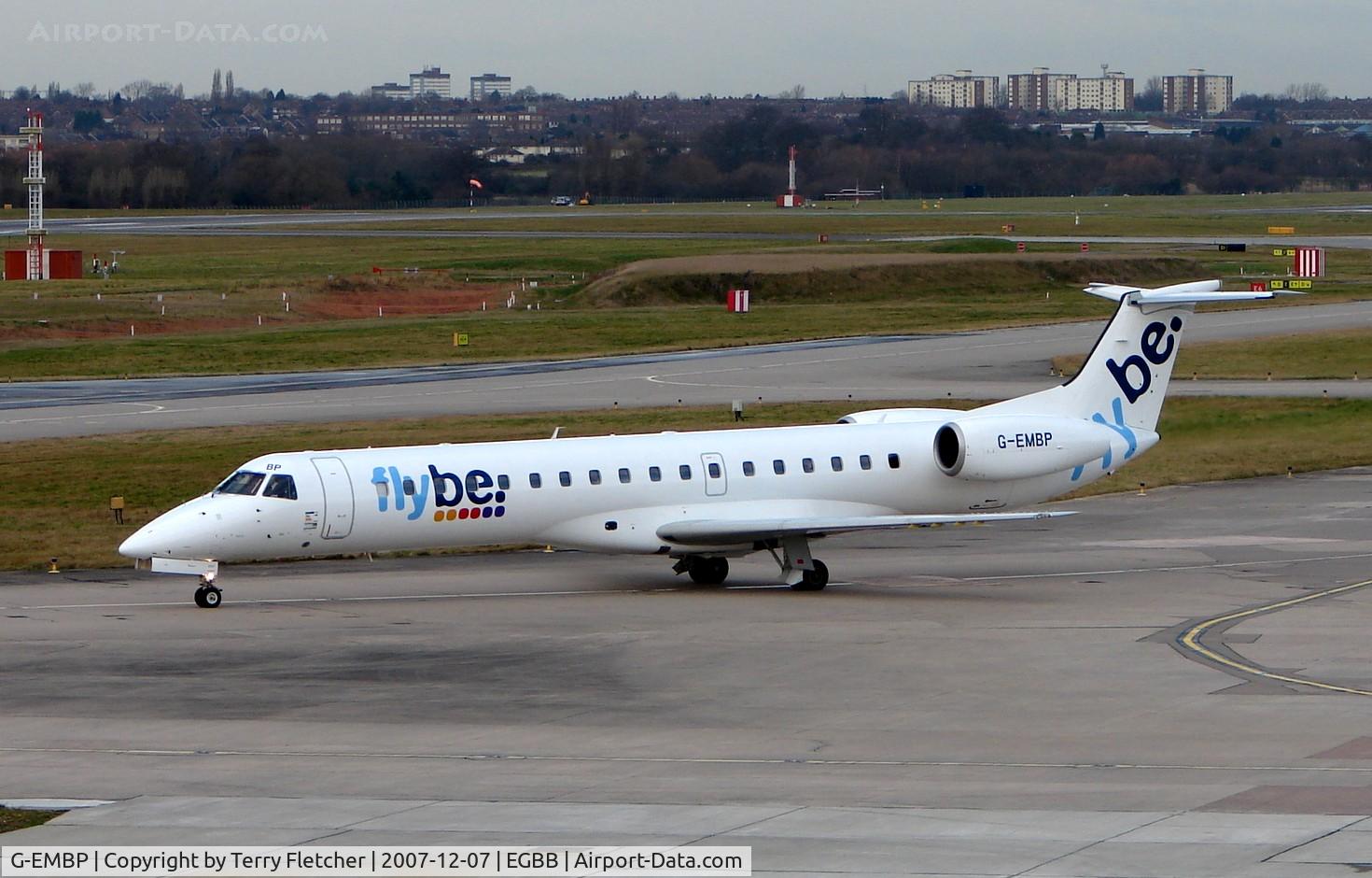 G-EMBP, 2000 Embraer EMB-145EU (ERJ-145EU) C/N 145300, Flybe Emb145 taxies to the holding point  at Birmingham International on 7th Dec 2007