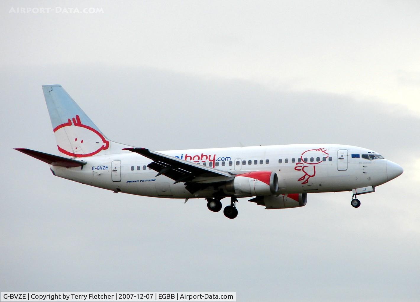 G-BVZE, 1993 Boeing 737-59D C/N 26422, BMI Baby B737 arrives at Birmingham International on 7th Dec 2007