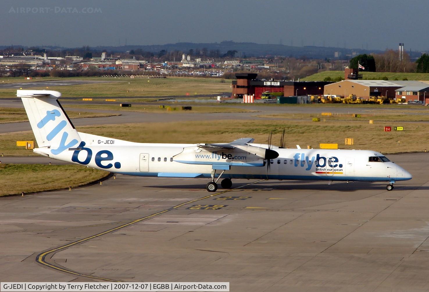 G-JEDI, 2001 De Havilland Canada DHC-8-402Q Dash 8 C/N 4052, Flybe Dash8-400 at Birmingham International on 7th Dec 2007