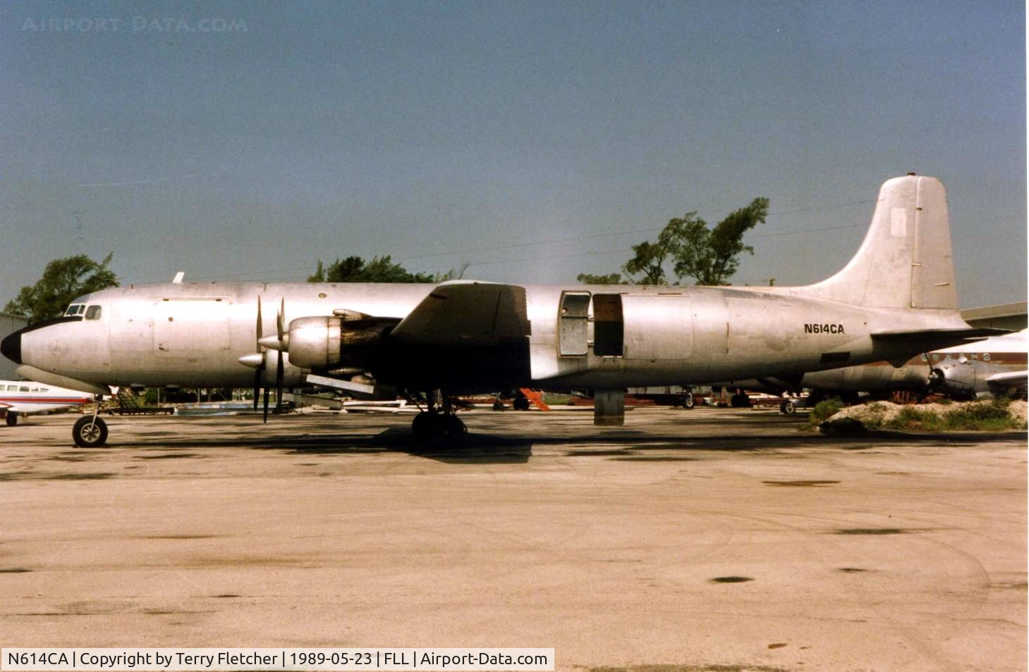 N614CA, Douglas VC-118A Liftmaster (DC-6A) C/N 44625, Florida Air Transports DC6 cn 44625 seen here at FLL in 1989