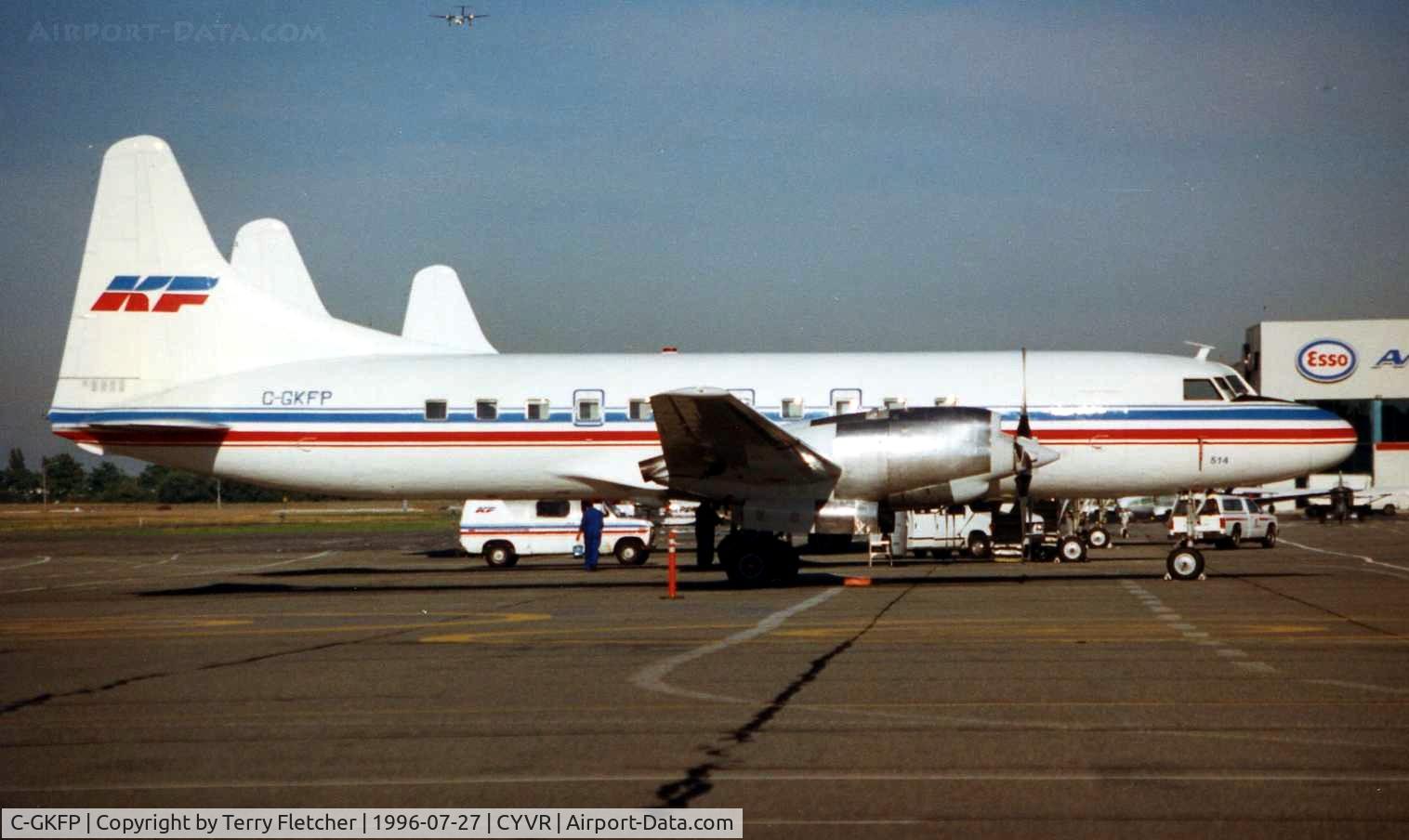C-GKFP, 1956 Convair 580 C/N 446, Kelowna Flightcraft Air Charter CV580 sits at Vancouver Int  in 1996