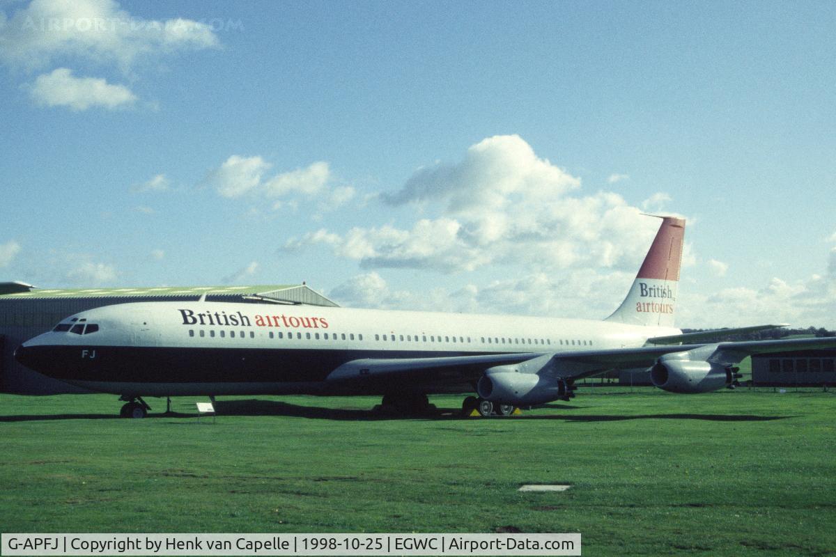 G-APFJ, 1960 Boeing 707-436 C/N 17711, British Airtours 707 at Royal Air Force museum at Cosford. It was scrapped in 2006.